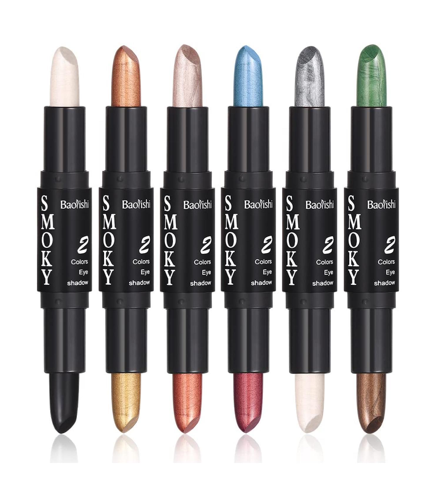 Buy Dual-Ended Pearly Eyeshadow Sticks Set - 6 Waterproof Colors for Brilliant Eye Makeup - Perfect Gift for Women & Girls - Buy Online on GoSupps.com