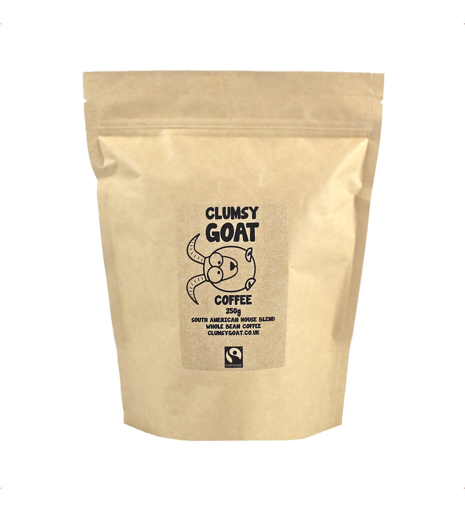 Clumsy Goat Fairtrade South American House Blend Whole Coffee Beans - 100% Arabica - Dark Roast - Buy Online on GoSupps.com