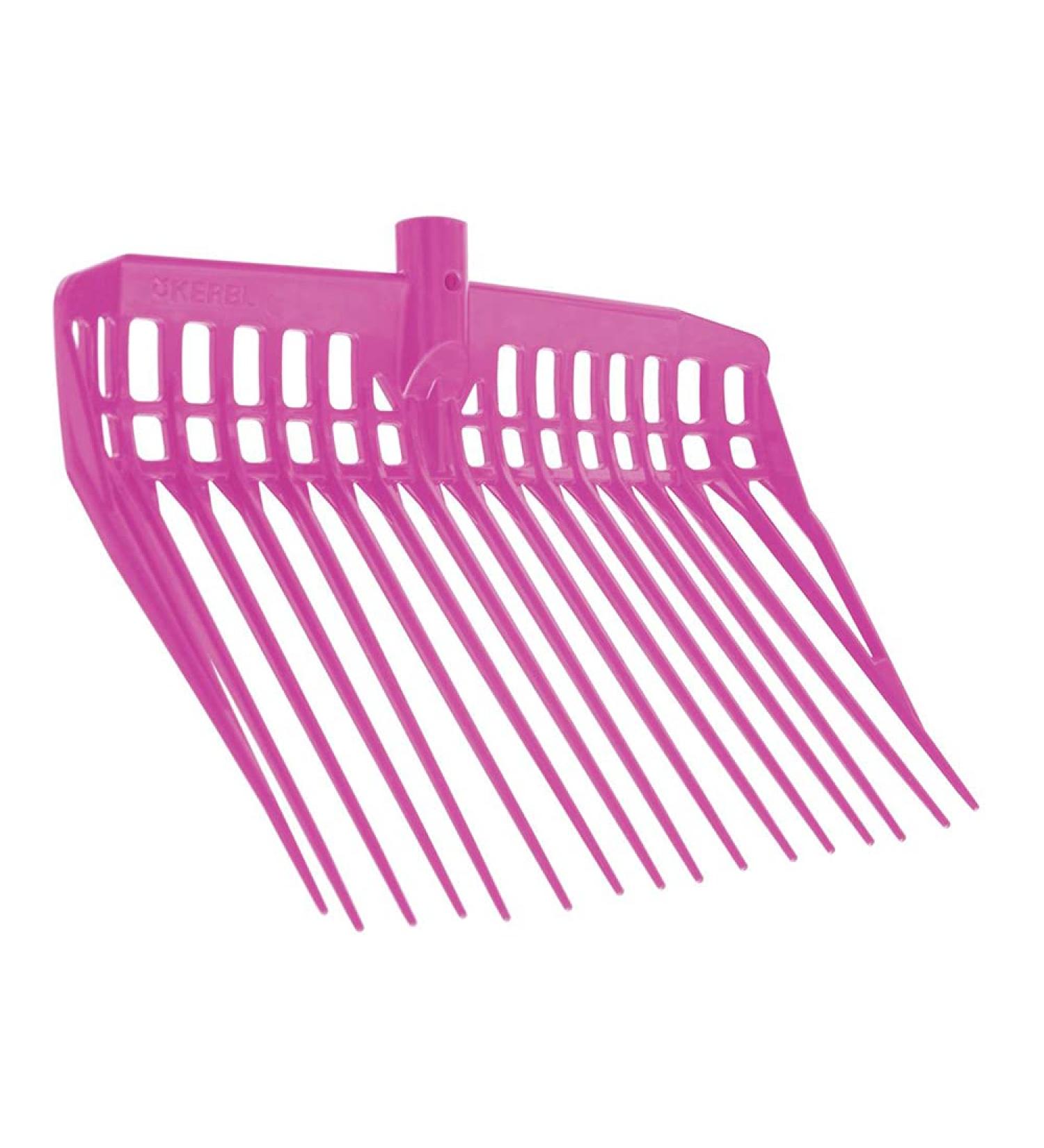 Kerbl dung fork ecoFOFOFORK color pink without stem L x W 28 x 30 cm with 16 tines made of almost unbreakable plastic hay fork 326054