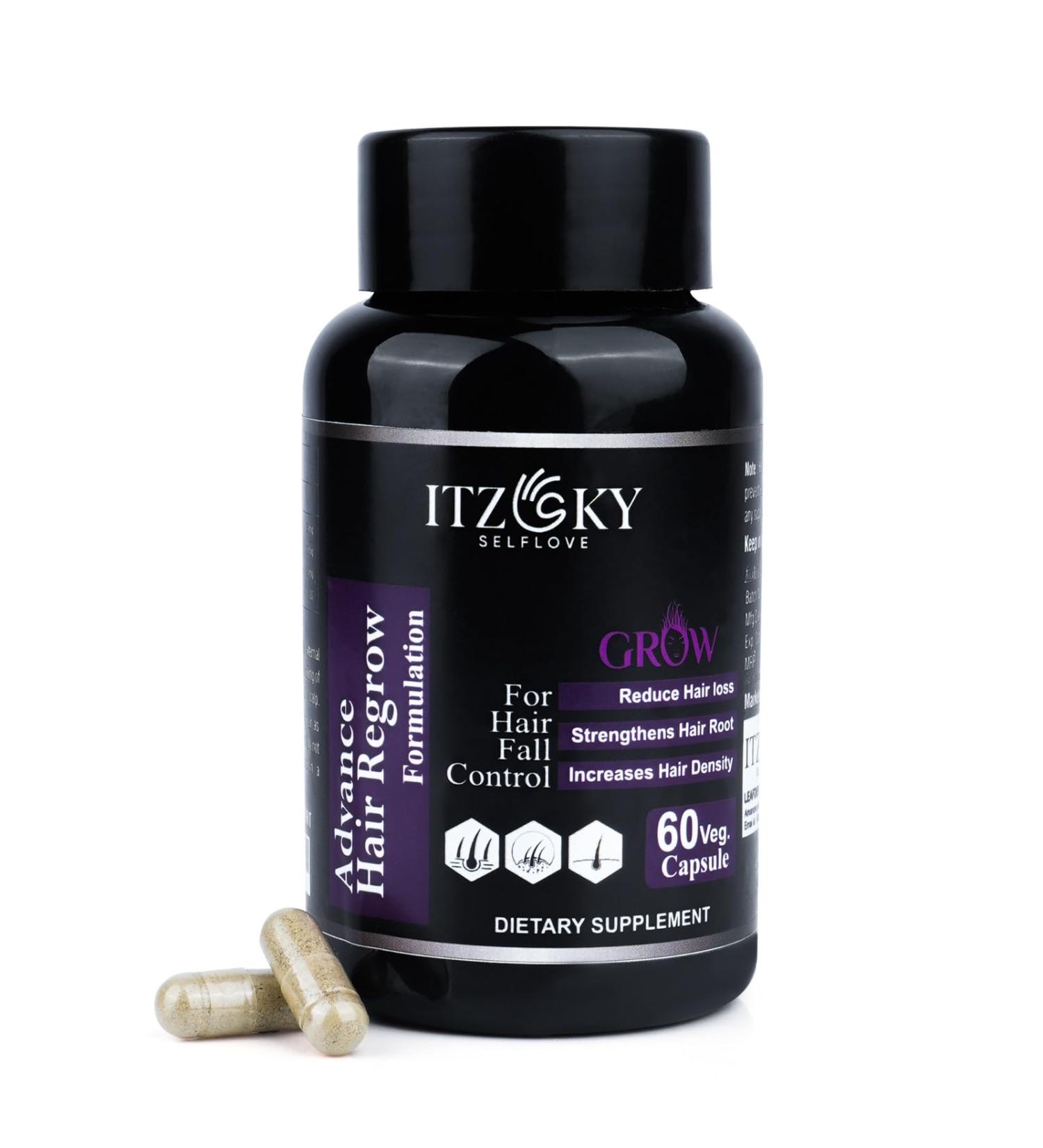 Hair Growth Capsules - 60 Organic Pills for Stronger Fuller Hair in Men & Women | Natural Hair Thickening & Regrowth - Buy Online on GoSupps.com