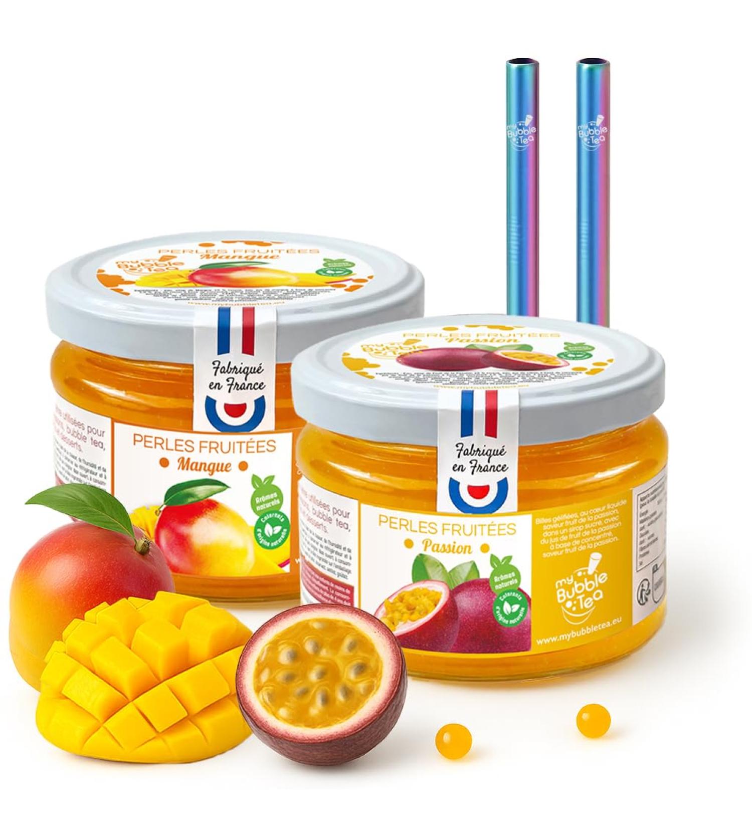 Bubble Tea Maison Duo Perles Fruit es Mangue & Passion Made in France Vegan Sans Colorant 2 Pailles R utilisables Rainbow - 12 boissons - Buy Online on GoSupps.com