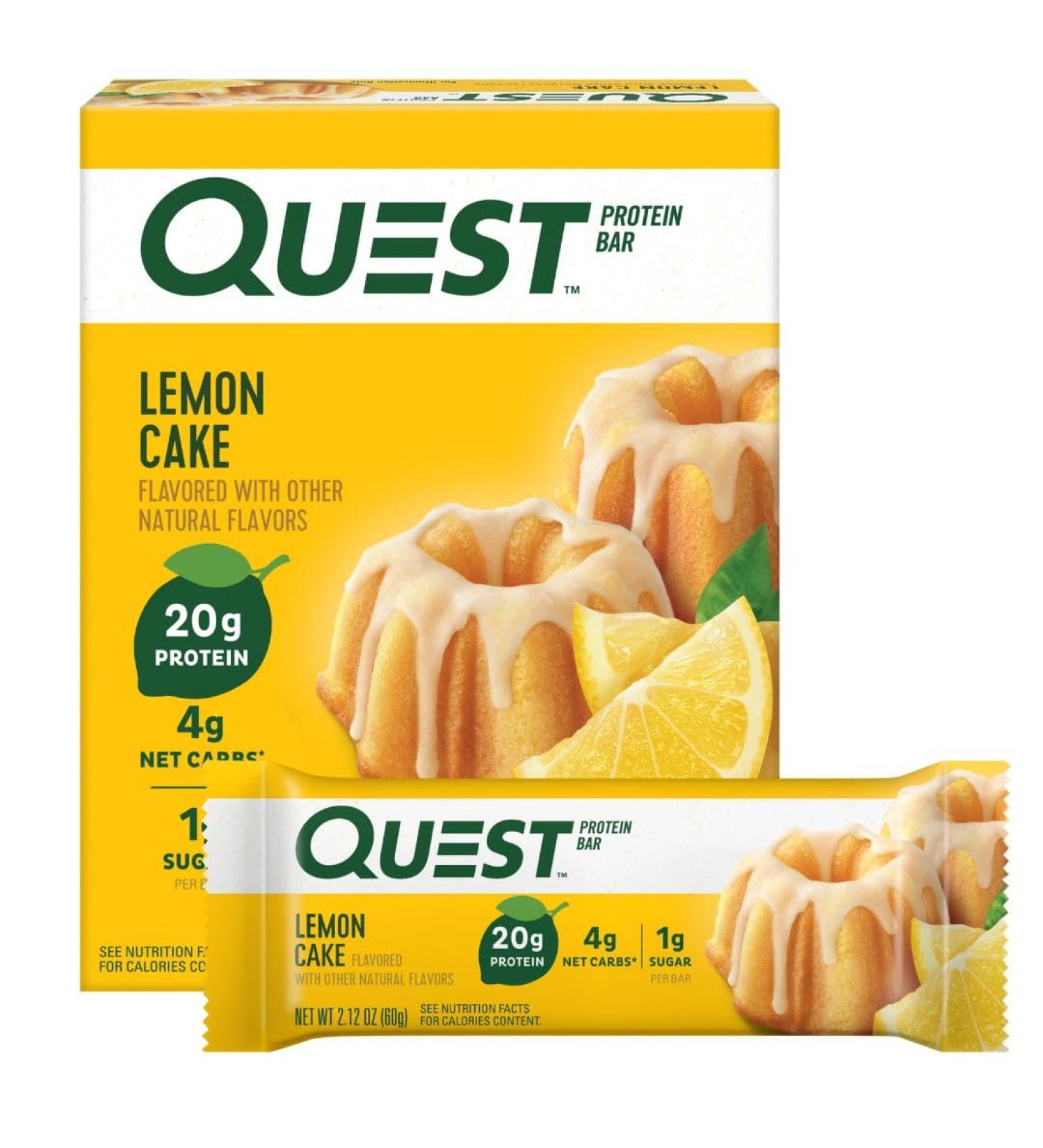 Quest Nutrition Lemon Cake Protein Bars High Protein Low Carb Gluten Free Keto Friendly 4 Count Lemon Cake 1 Count (Pack of 4) - Buy Online on GoSupps.com