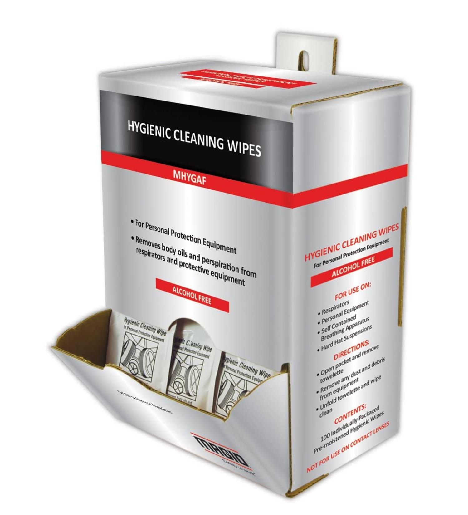 MAGID MMHYGAF Hygienic Wipes | Alcohol-Free Hygienic Wipes - for Use with Respirators  Removes Body Oils & Perspiration (Dispenser of 100 Wipes) 1 Dispenser (100 Wipes)