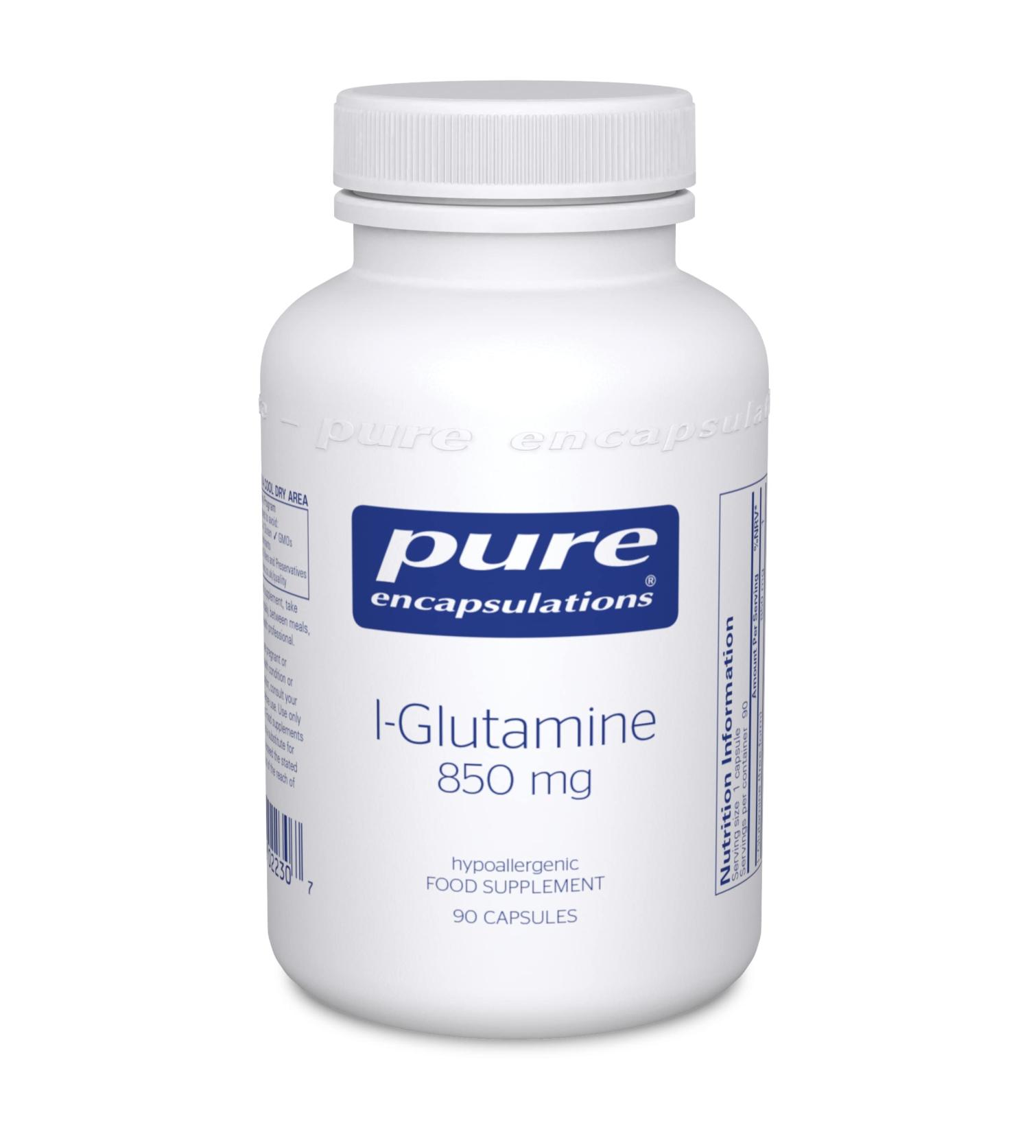 Pure Encapsulations L-Glutamine 850mg Capsules - Professional Strength Formula - 90 Capsules - Buy Online on GoSupps.com