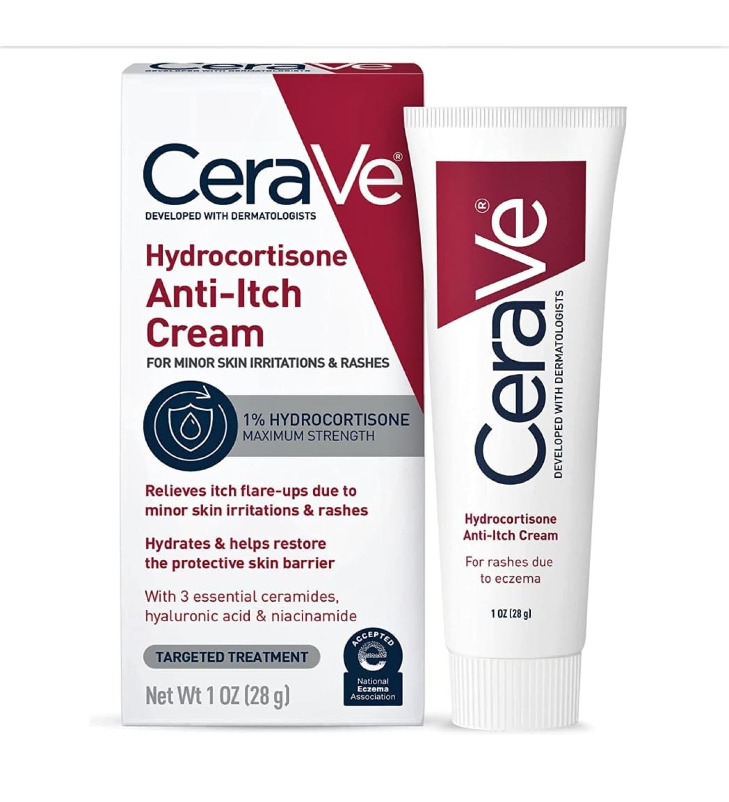 CeraVe Hydrocortisone Cream 1% - 1 oz | Eczema Treatment & Itch Relief | Fragrance-Free - Buy Online on GoSupps.com