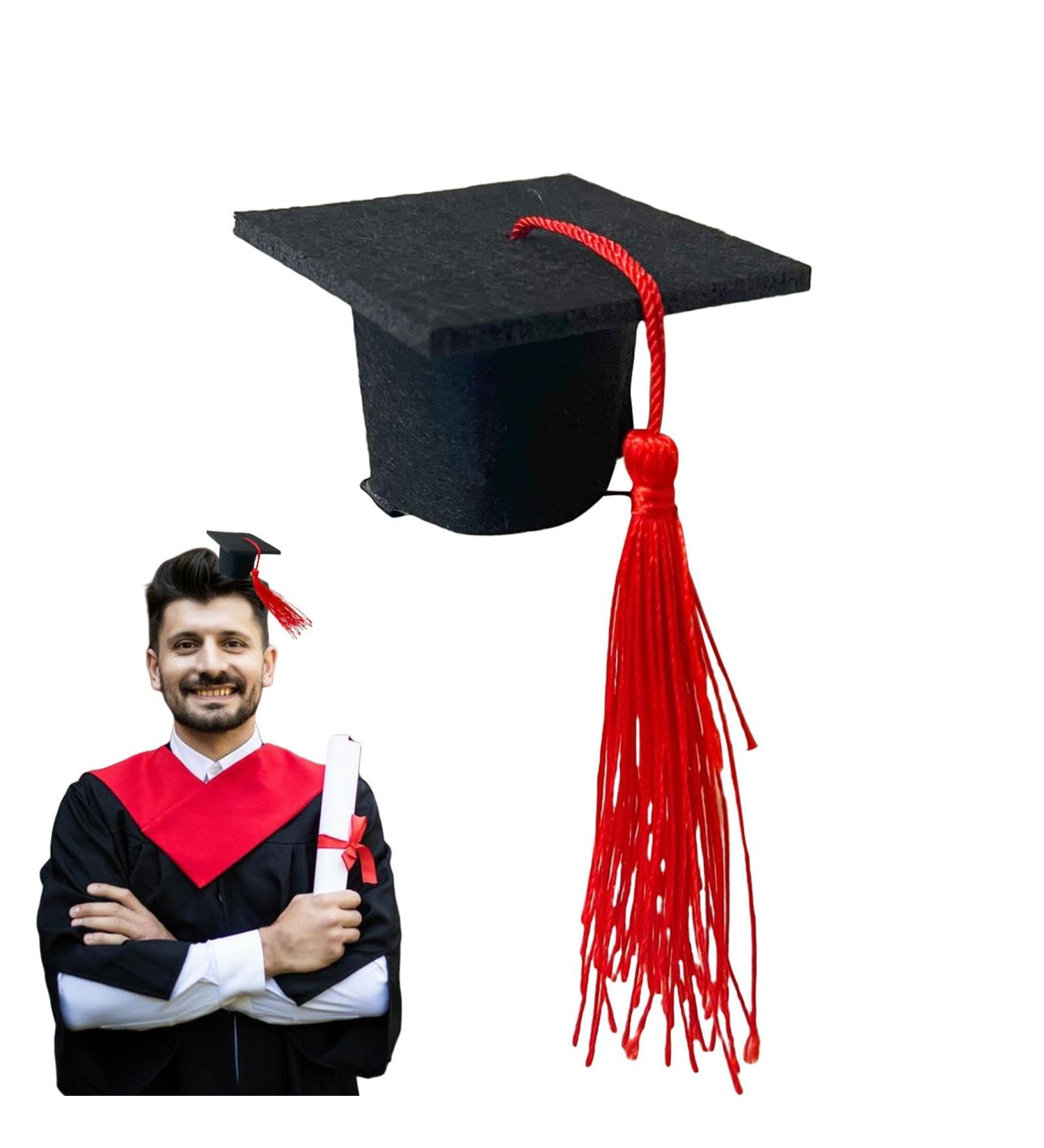 Small Graduation Hat 3D Doctoral Hat Hairpin Graduation Dress up Photo Decoration Supplies Hat Inserts Graduation Accessories for Kids Adults Red - Buy Online on GoSupps.com