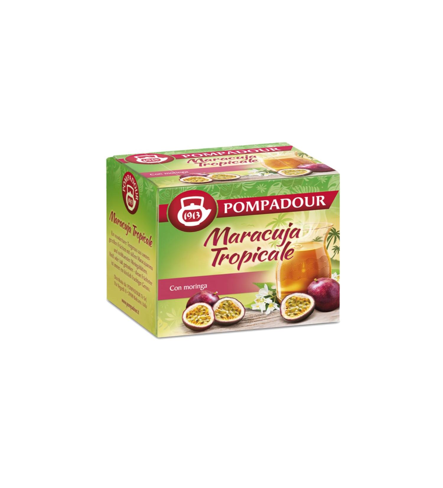 Pompadour Pompadour | Tropical Passion Fruit Infused with Moringa | Flavored Fruit Blend for Herbal Tea - 1 x 10 Filters (18g) | Tropical Fruit Blend - Buy Online on GoSupps.com