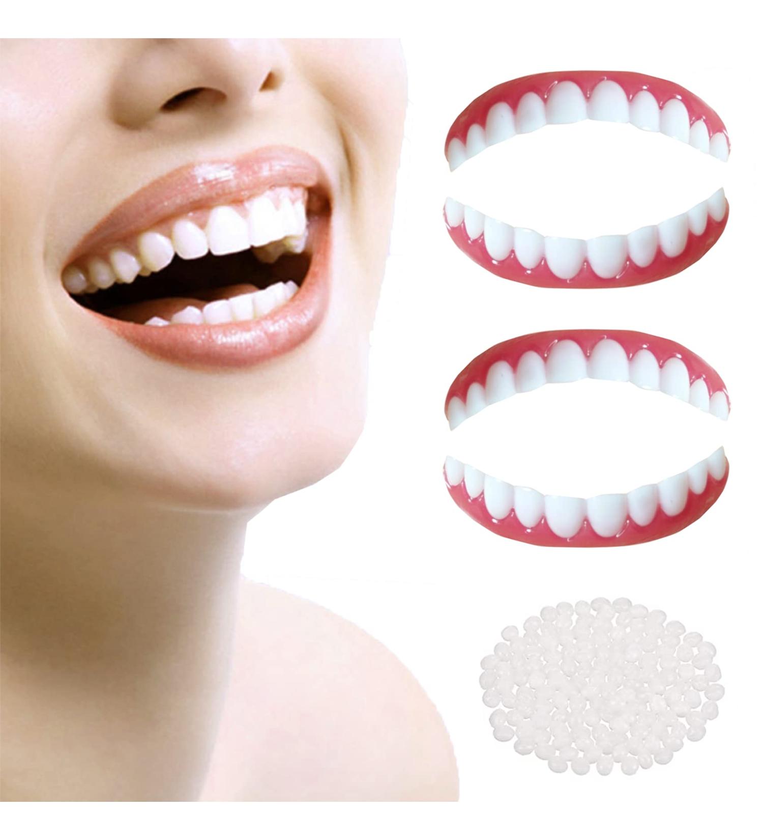 4PCS Natural Shade Denture Teeth Veneer Set for Upper and Lower Jaw - Perfect Solution for Imperfect Teeth, Braces, and Confident Smile - Men and Women - Buy Online on GoSupps.com