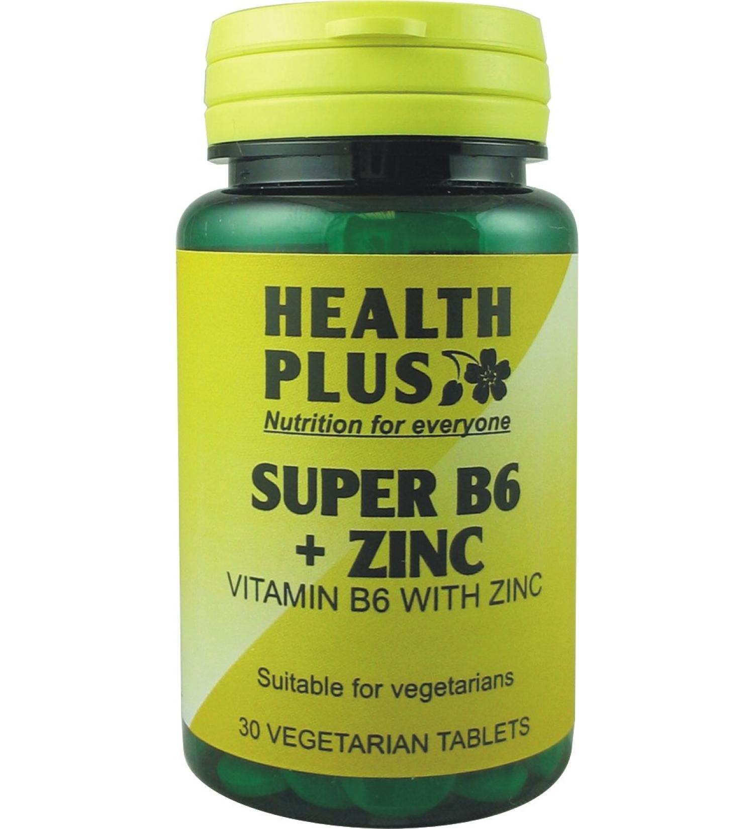 Health Plus Super B6 + Zinc : Vitamin B with Zinc Supplement : 30 Tablets in a Planet-Friendly 99% Recycled Pot