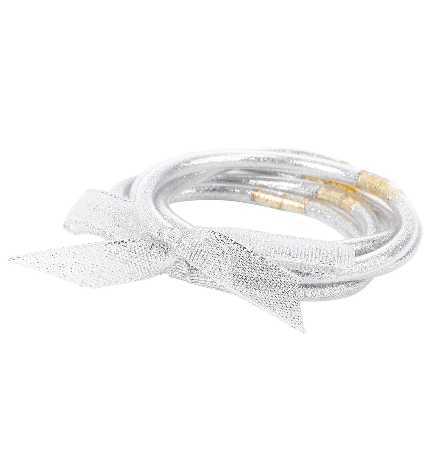 Operitacx 1Pc Ribbon Glitter Bracelet glitter wristband transparent tube bracelet kid suit silicone wristbands buddha bracelet for men swirl bracelets plastic Christmas Wearing Accessory set Silver 7.5x7.5cm - Buy Online on GoSupps.com