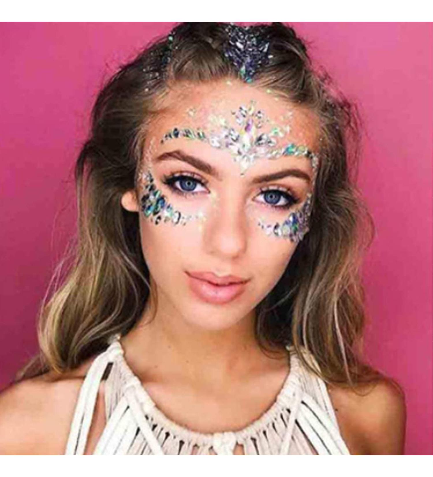 Shop Crystal Face Stickers - Glitter Acrylic & Rhinestone Designs for Rave Festivals | Multi-Colored Body Jewels for Women & Girls - Buy Online on GoSupps.com