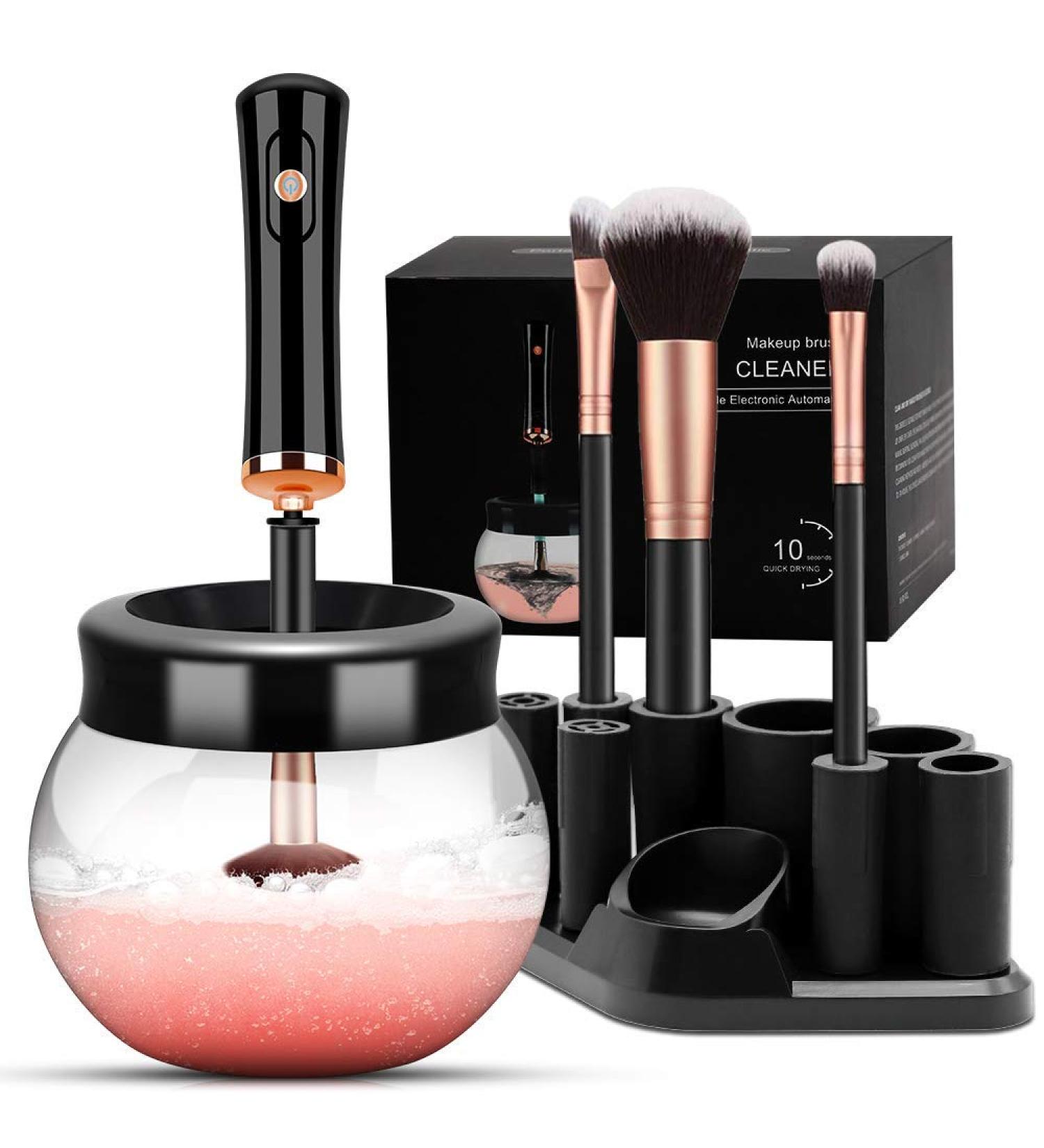 DEAL CICK Makeup Brush Cleaner Machine - Fast Electric Brush Cleaner & Dryer with 8 Rubber Collars - Deep Cosmetic Brush Spinner - Wash & Dry in Seconds - Black - Buy Online on GoSupps.com