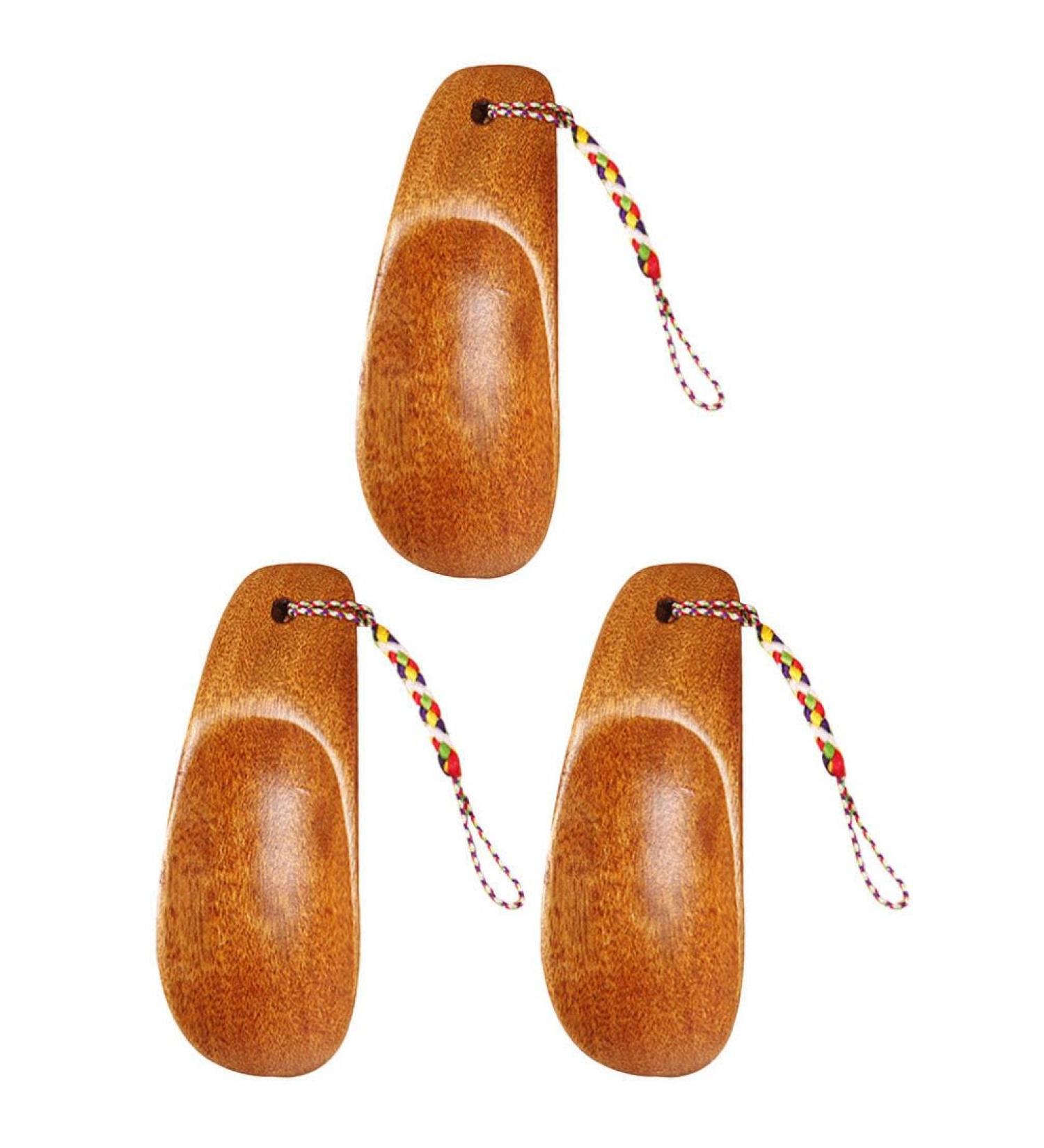 Healeved 6 pieces short brown wooden shoes with band key shoe open tool lifter travel rope reusable for hanging for pocket shoes men spoon ring