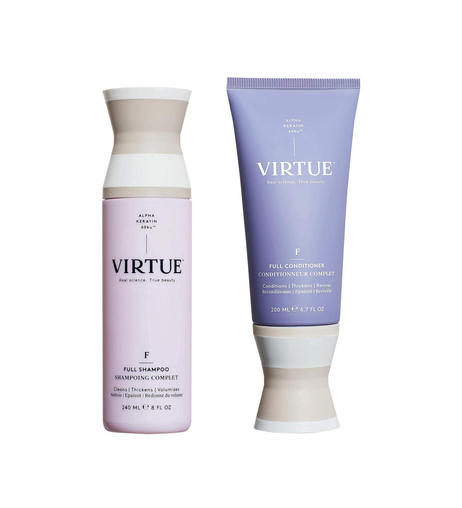VIRTUE Full Shampoo & Conditioner Set - Alpha Keratin for Thickening and Volumizing Fine or Thin Hair - Sulfate & Paraben Free - Color Safe - Buy Online on GoSupps.com