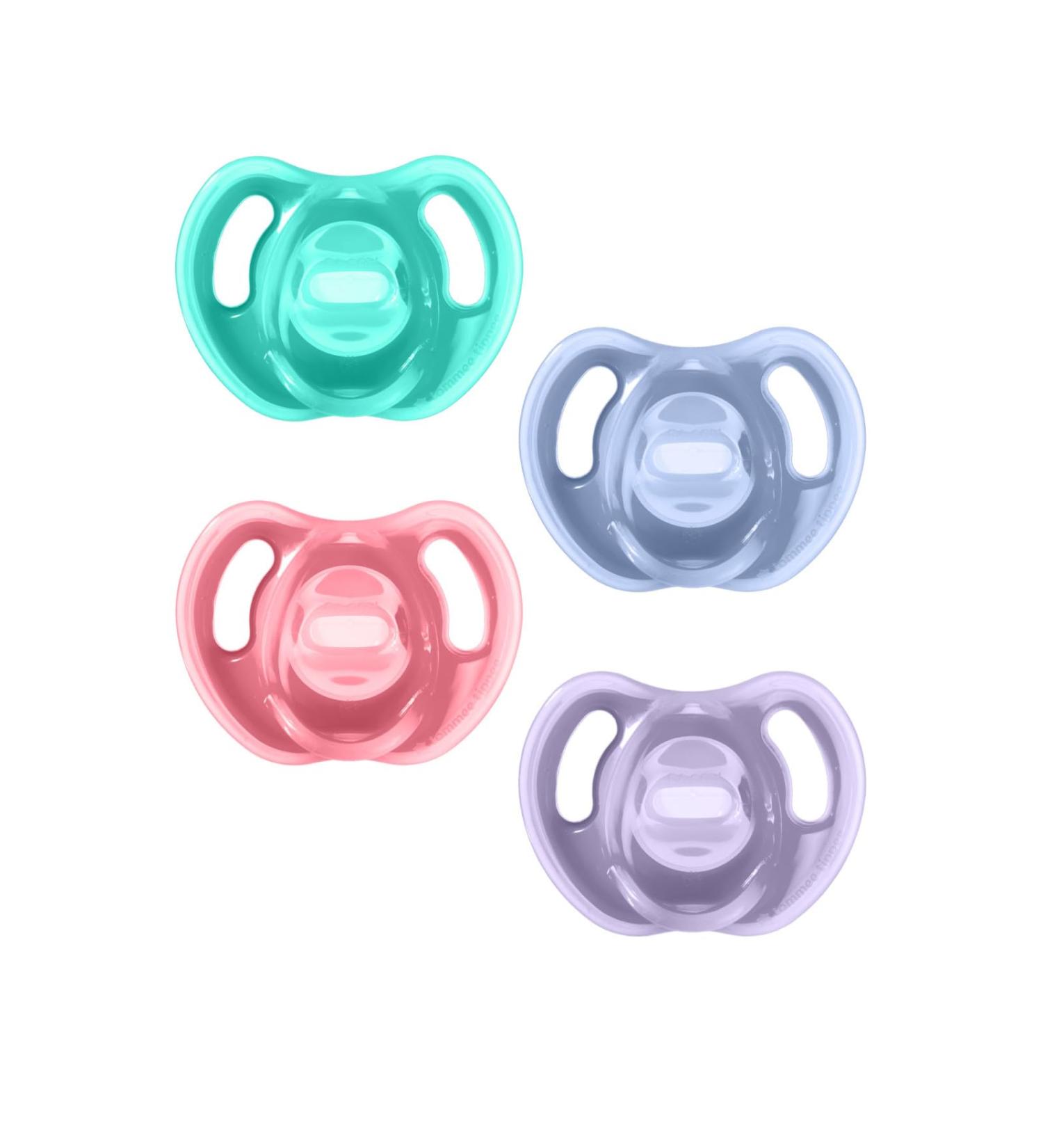 Tommee Tippee Ultra-Light Silicone Pacifier | BPA-Free 18-36m | Symmetrical One-Piece Design | 4 Pack Red Purple Blue - International Shipping Available - Buy Online on GoSupps.com