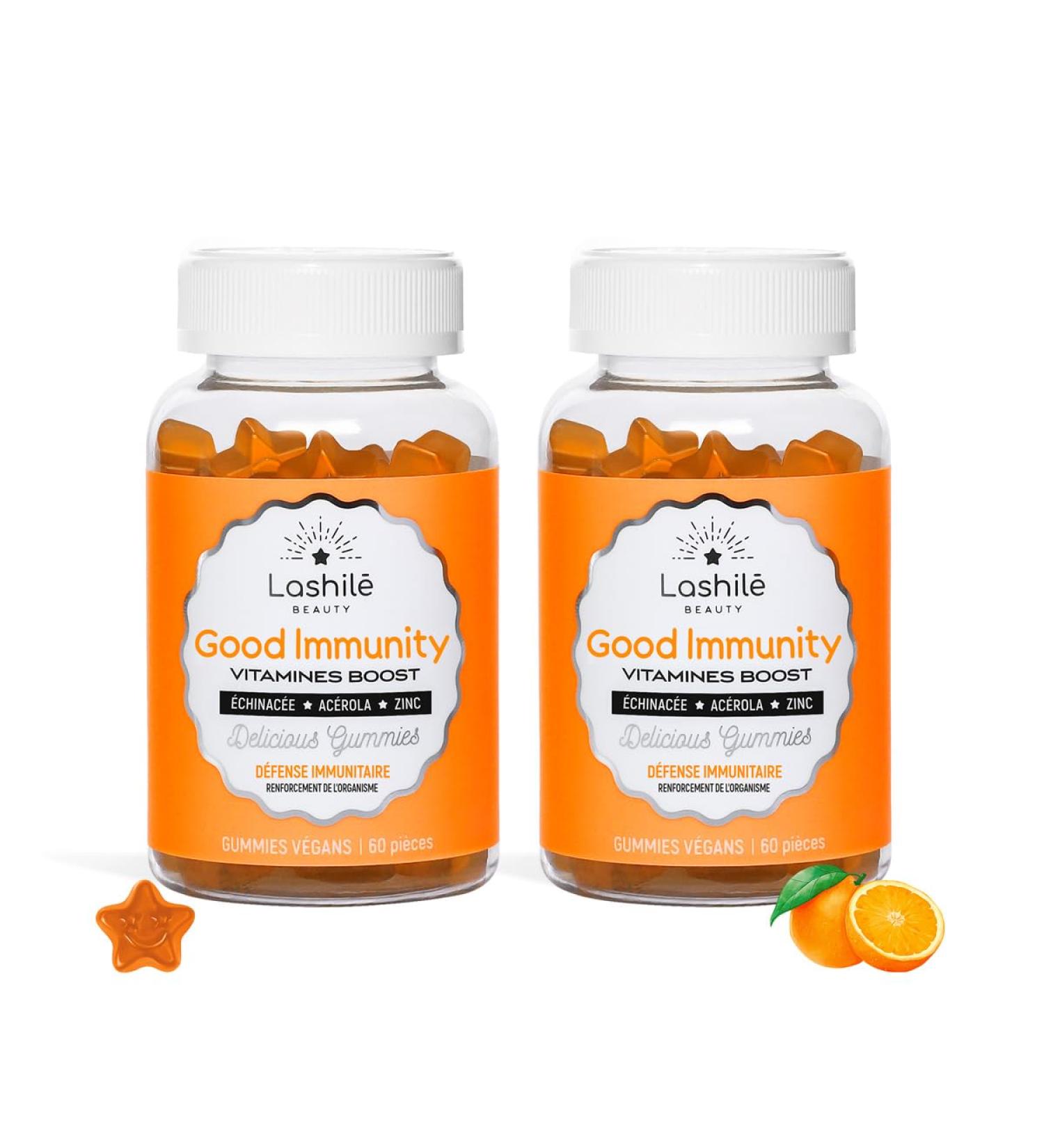 Lashil Beauty - Good Immunity - Vitamins Boost - Food Supplements - 2 Month Cure - 120 Gummies - Made in France - Vitamin B9 Vitamin D Vitamin B12 Vitamin C - Buy Online on GoSupps.com
