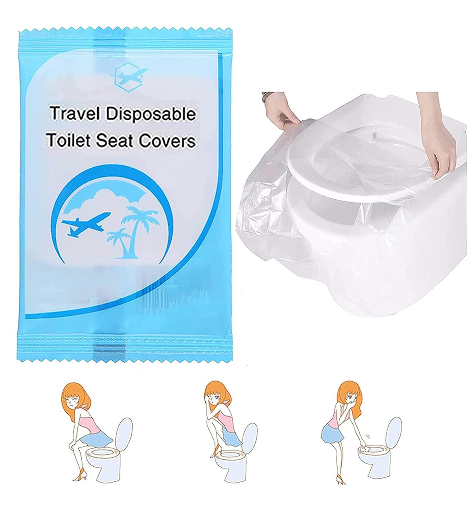 Biodegradable Disposable Plastic Toilet Seat Cover Toilet Seat Paper Bands Flushable Paper Toilet Seat Covers Waterproof and Non Slip Individually Wrapped (100Pcs) - Buy Online on GoSupps.com