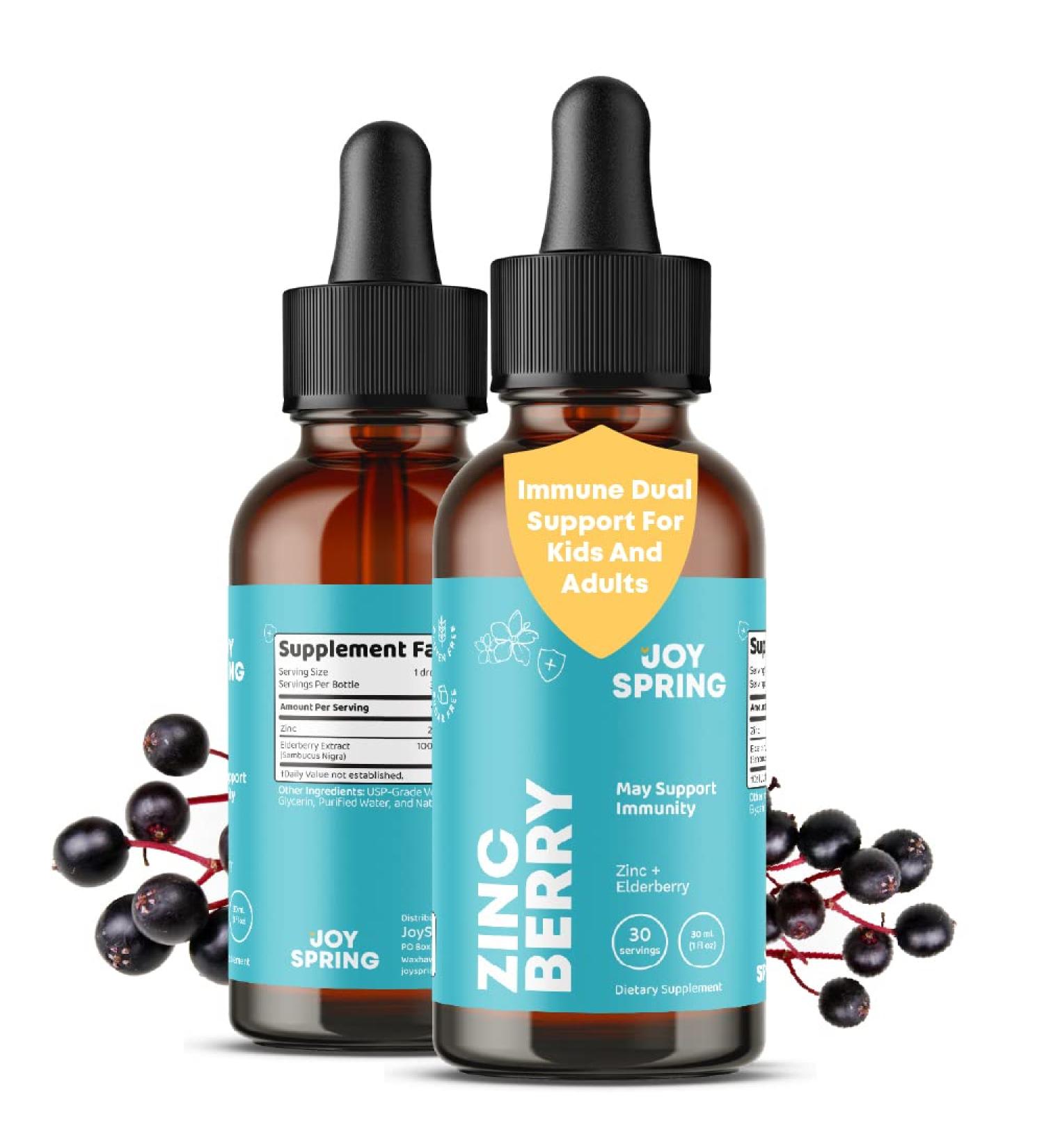 Kids Zinc & Elderberry Immune Support Drops - Vegan Antioxidant Syrup with Fast Absorption - 30 Servings - Buy Online on GoSupps.com