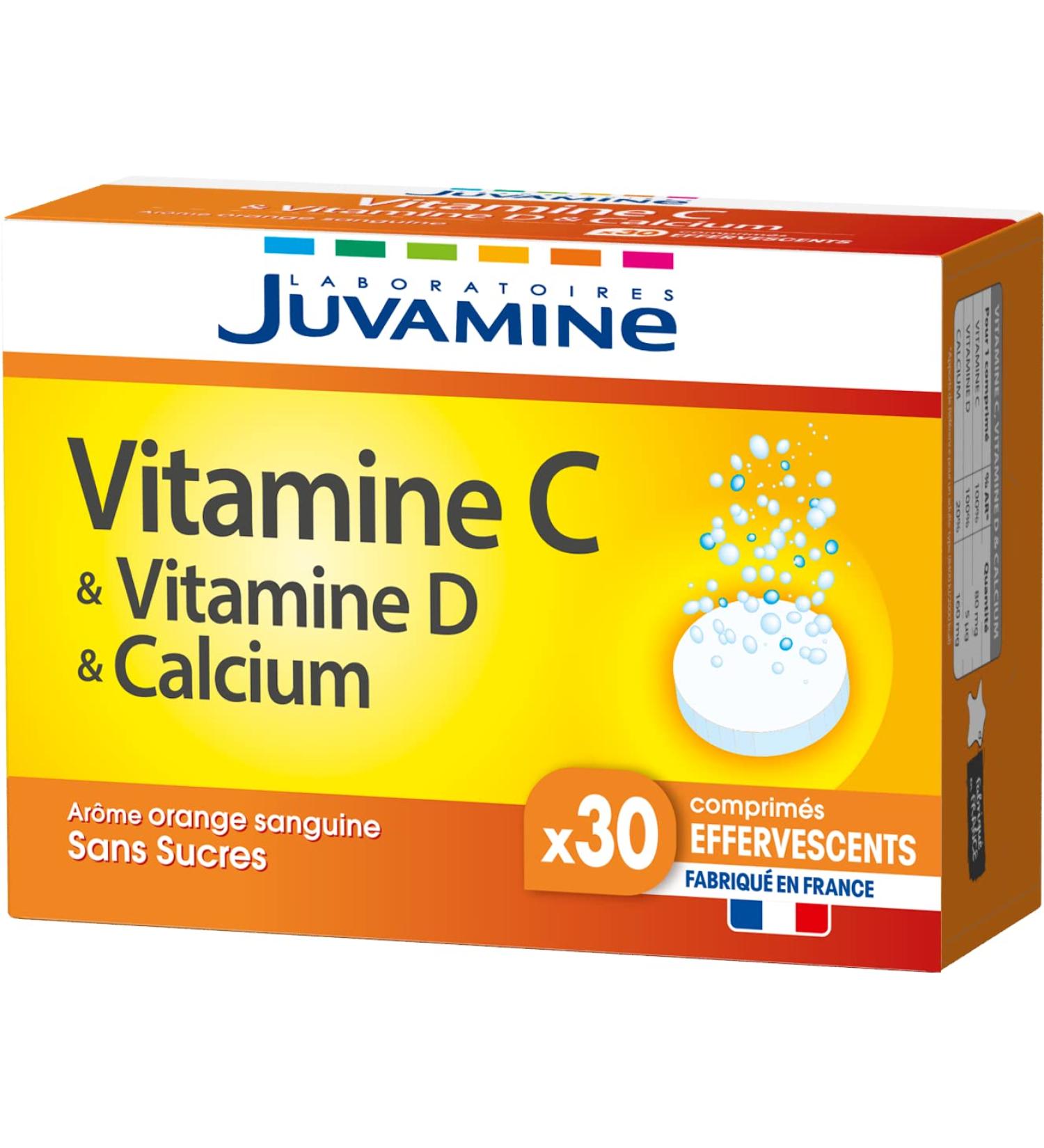 JUVAMINE - Vitamin C Vitamin D & Calcium - Energy - Guarantees 100% of the Daily Need for Vitamins C & D - 30 Effervescent Tablets - 1 Month Program - Buy Online on GoSupps.com