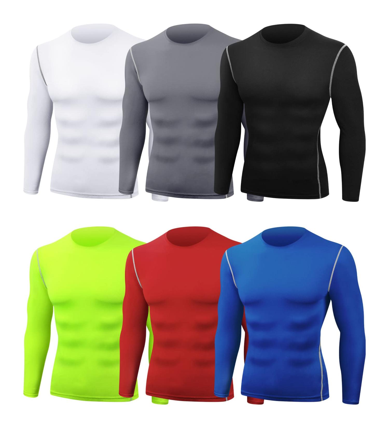 Hicarer 6 Pack Men's Athletic Compression Shirts - Dry Fit Workout Running Top - XX-Large - Buy Online on GoSupps.com