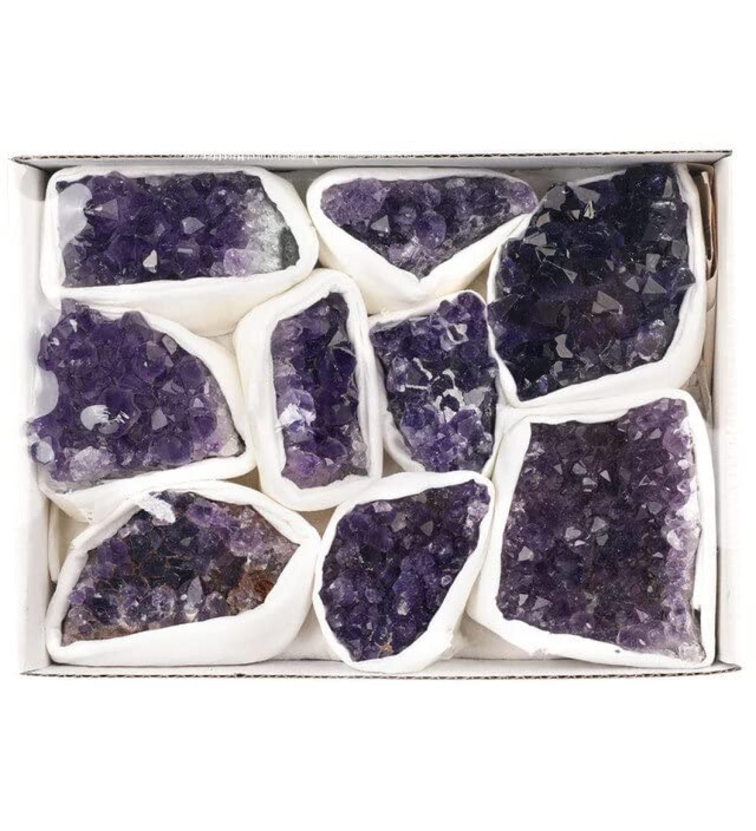 1Box Natural Amethyst Cluster Stones Crystal Quartz Divination Stones Natural Stones Raw Minerals Home Decor - (Color: Violet) - Buy Online on GoSupps.com