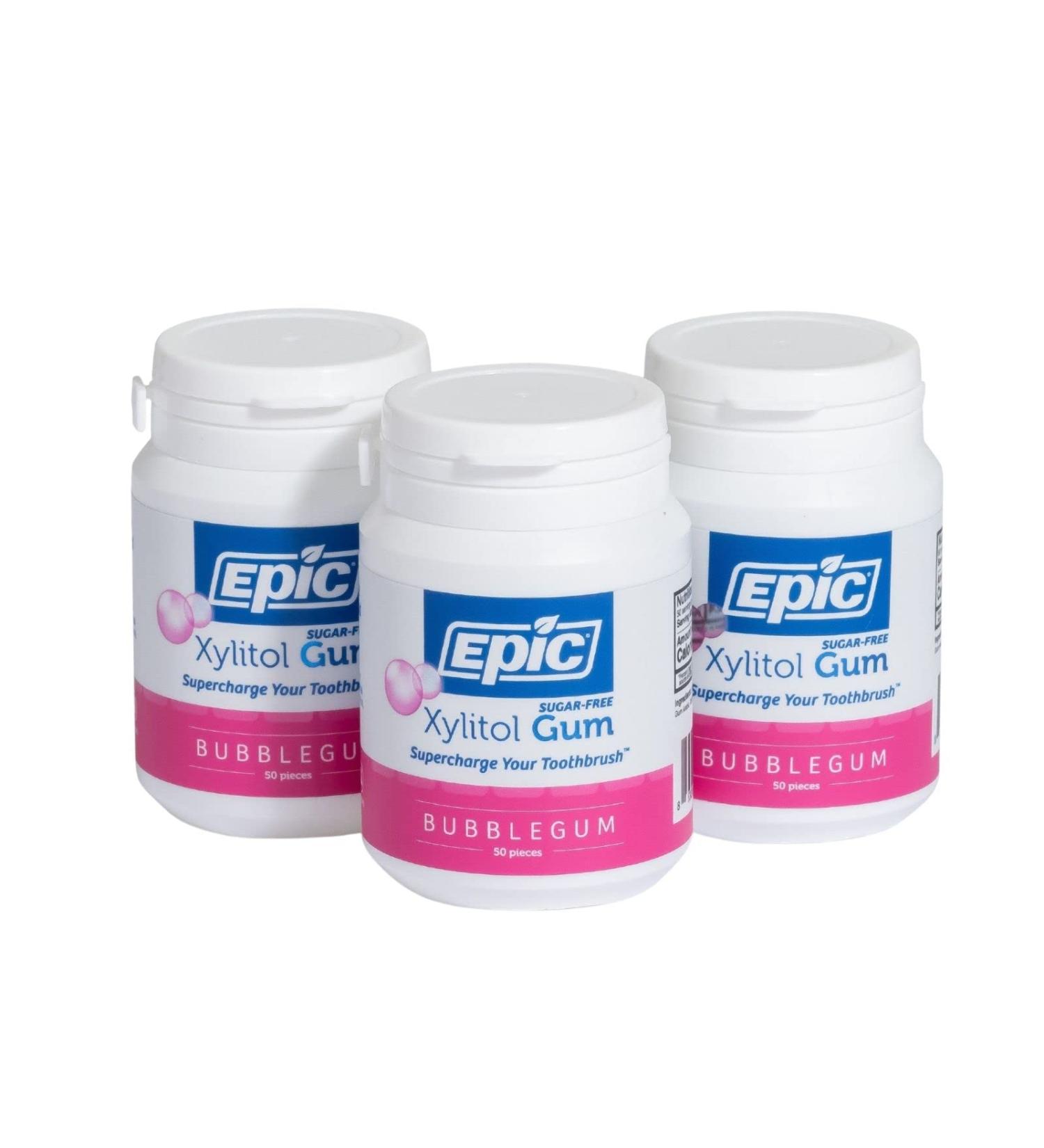 Epic Dental Xylitol Gum - Sugar-Free Bubblegum | 50 Pieces | Healthy Teeth - Buy Online on GoSupps.com