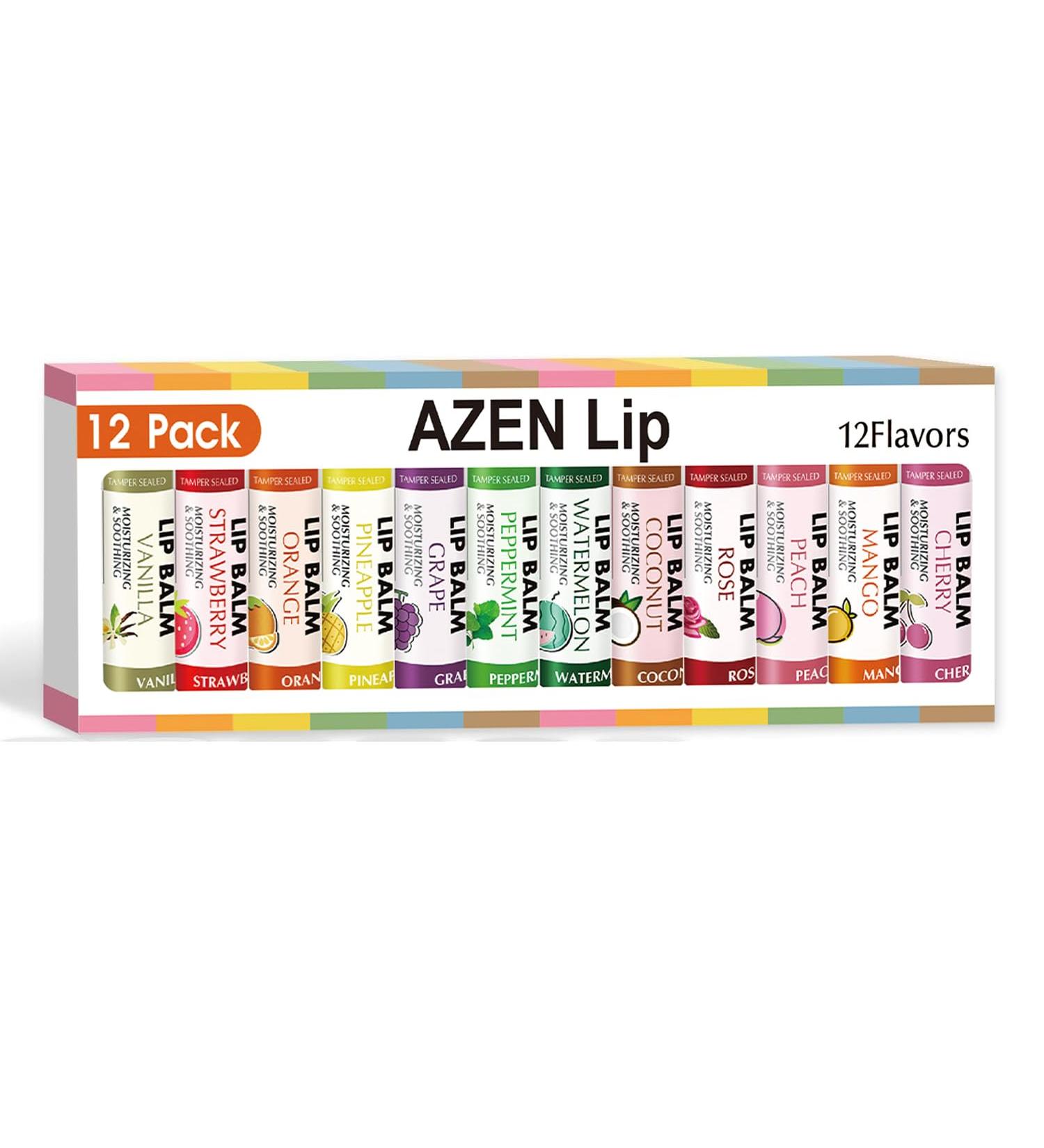 AZEN Lip 12 Pack Lip Balm Natural Lip Balm Bulk Moisturizing Lip Balms - Buy Online on GoSupps.com