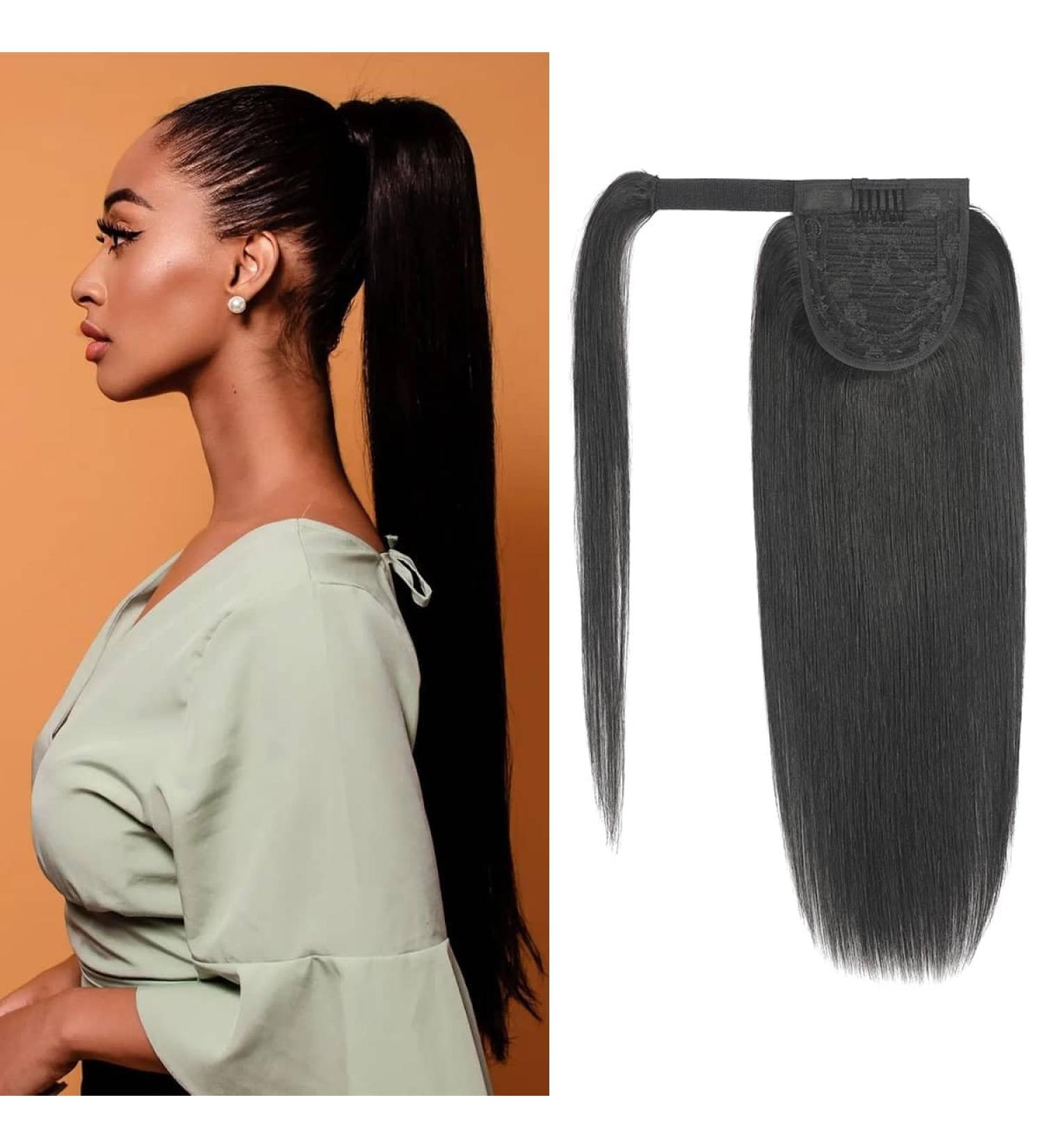 Straight Ponytail Extension Human Hair 105g 24 Inch Human Hair Ponytail Wrap Around Ponytail Remy Hair Extension Natural Black 24 Inch 24 Inch Straight Ponytail Human Hair - Buy Online on GoSupps.com