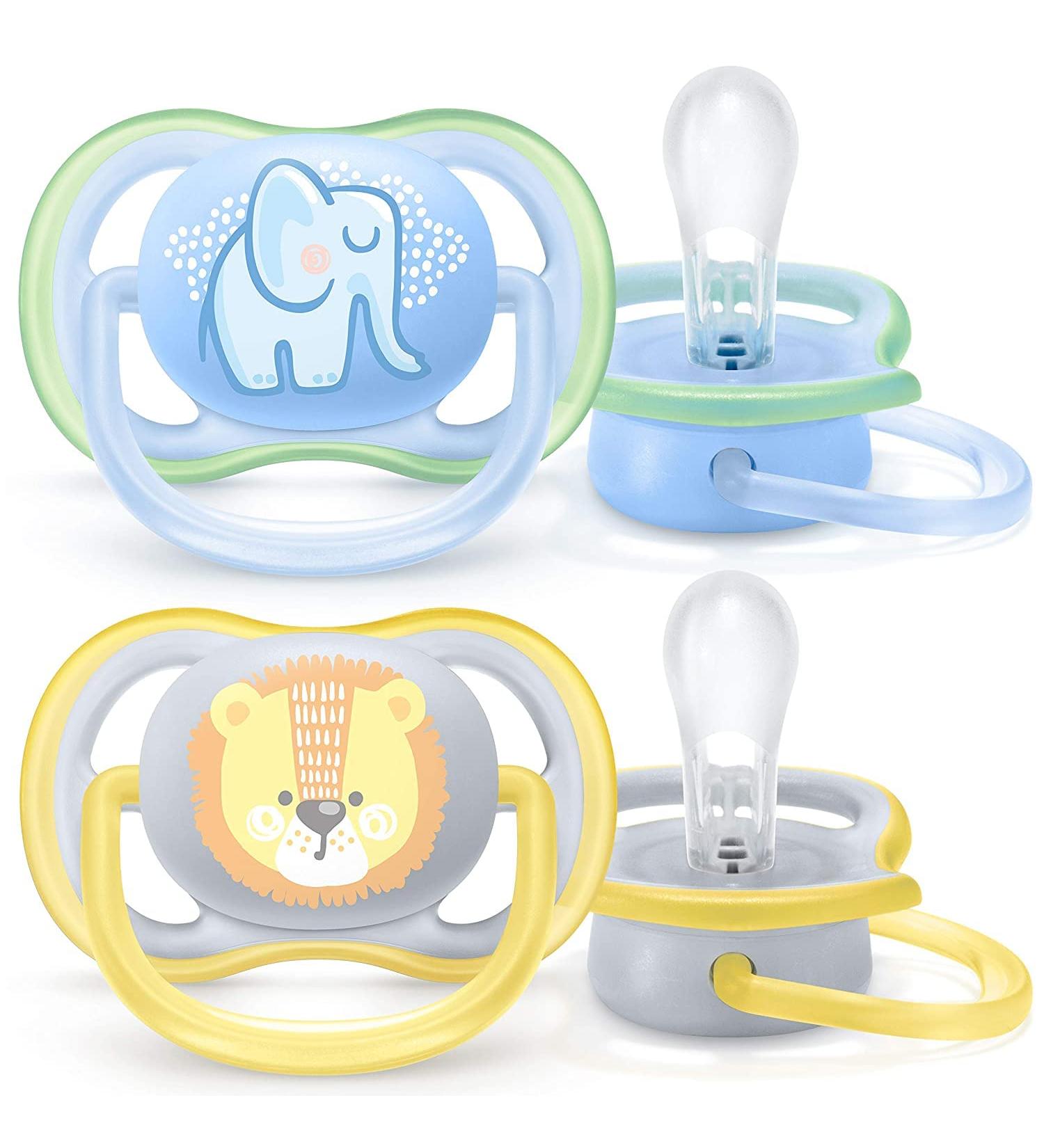 Philips AVENT Ultra Air Pacifier 0-6 Months 4 Pack SCF085/07 - Elephant Lion Design - Buy Online on GoSupps.com