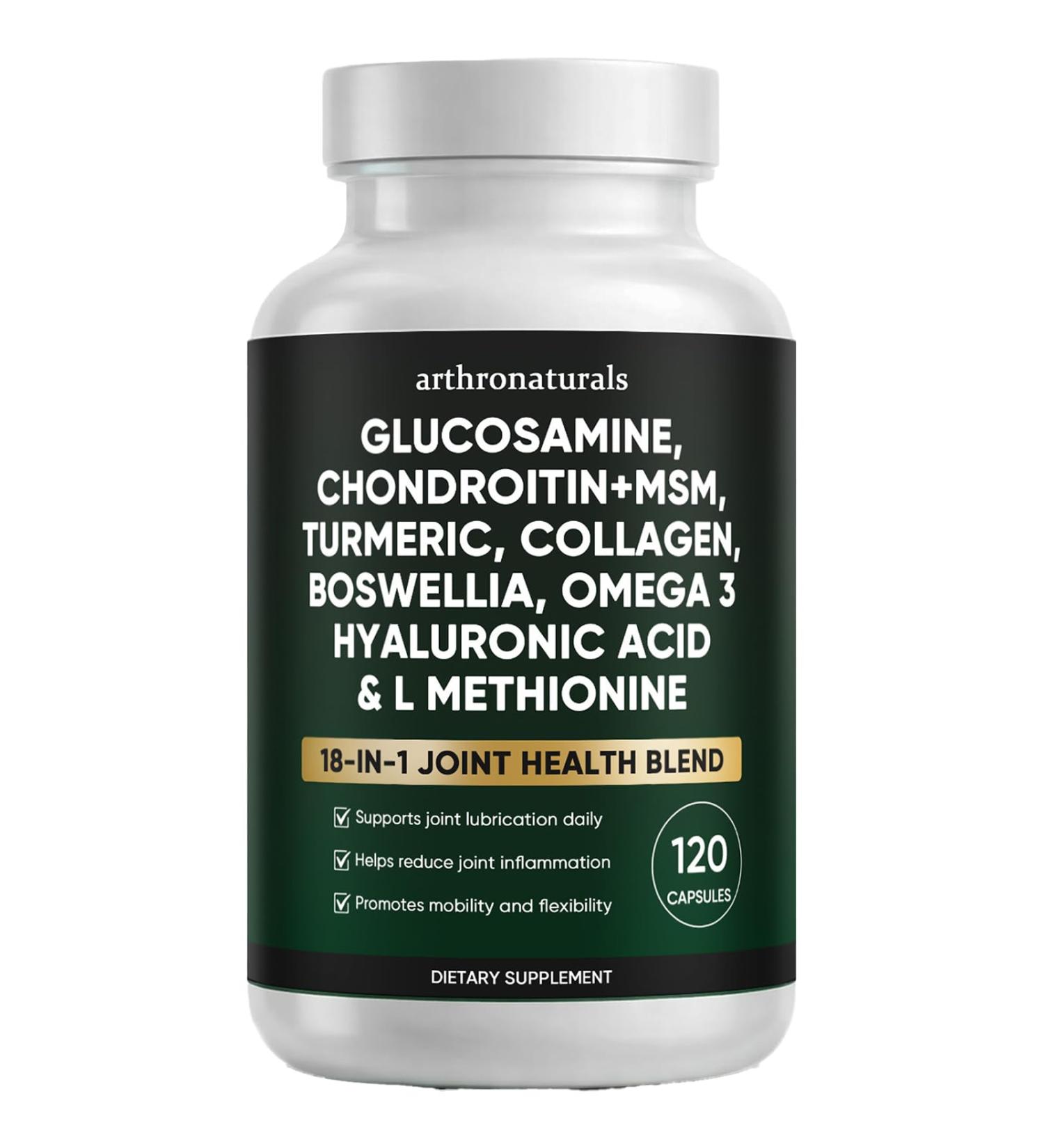 Arthronaturals 18 in 1 Joint Supplement with Glucosamine Chondroitin MSM Hyaluronic Acid Omega-3 and More for Provides Joint Support Improves Mobility & Long Term Health Vegan - 60 CPS (1) - Buy Online on GoSupps.com
