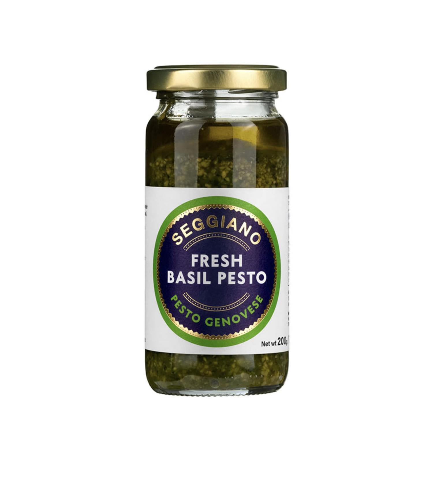 Seggiano Raw Basil Pesto 200g - Vegan, GMO- Free, Gluten-Free, Wheat-Free, Raw, Suitable for Coeliacs - Sicilian Specialty, Perfect for Pasta - Buy Online on GoSupps.com
