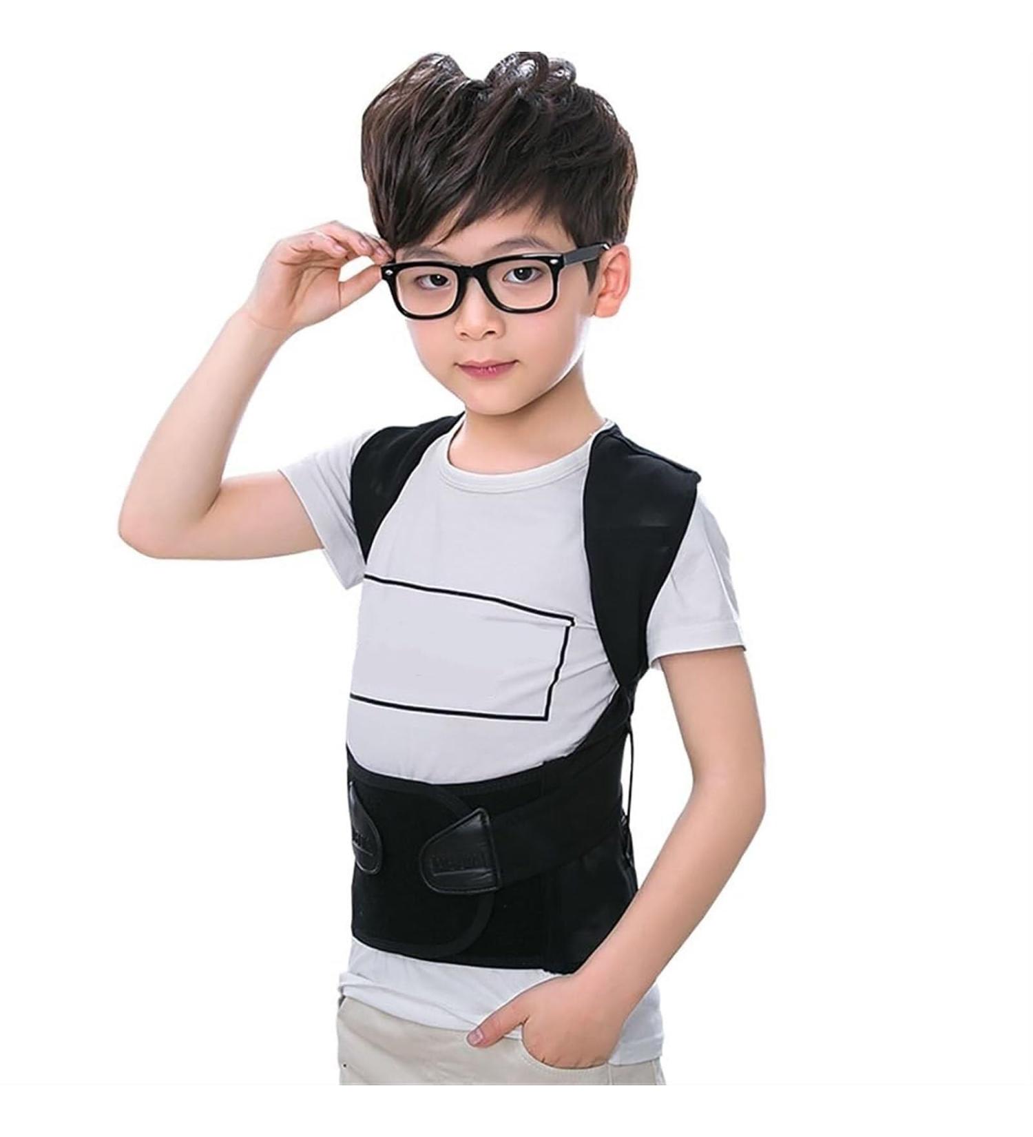 Adjustable Children Posture Corrector | Full Back Support Belt & Lumbar Brace for Hunchback Correction | Kids & Adults | Pain Relief in Black - Buy Online on GoSupps.com