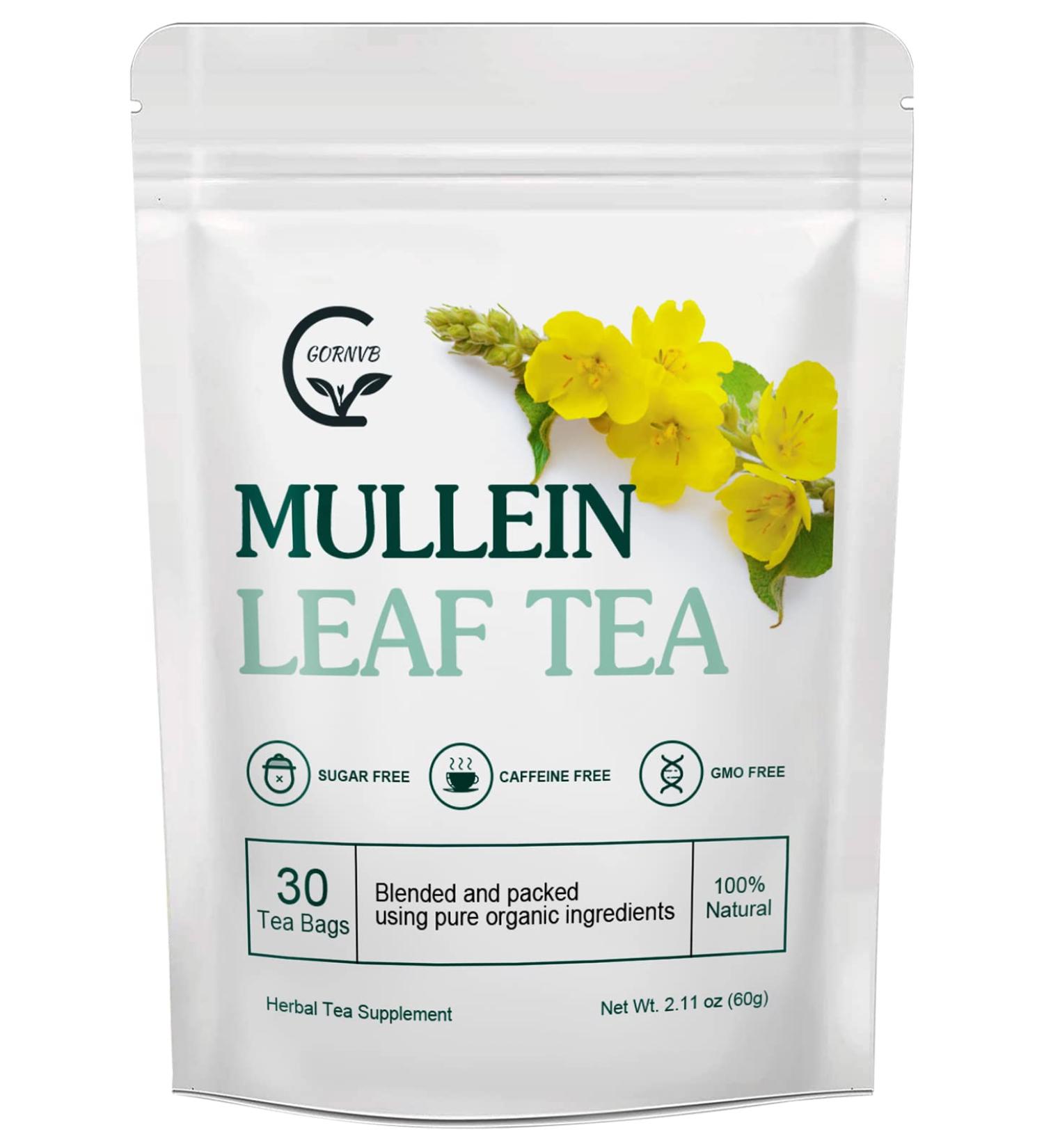 Mullein Leaf Tea Bags - Lung Cleanse & Respiratory Support | Caffeine-Free Herbal Tea | 30 Bags - Buy Online on GoSupps.com