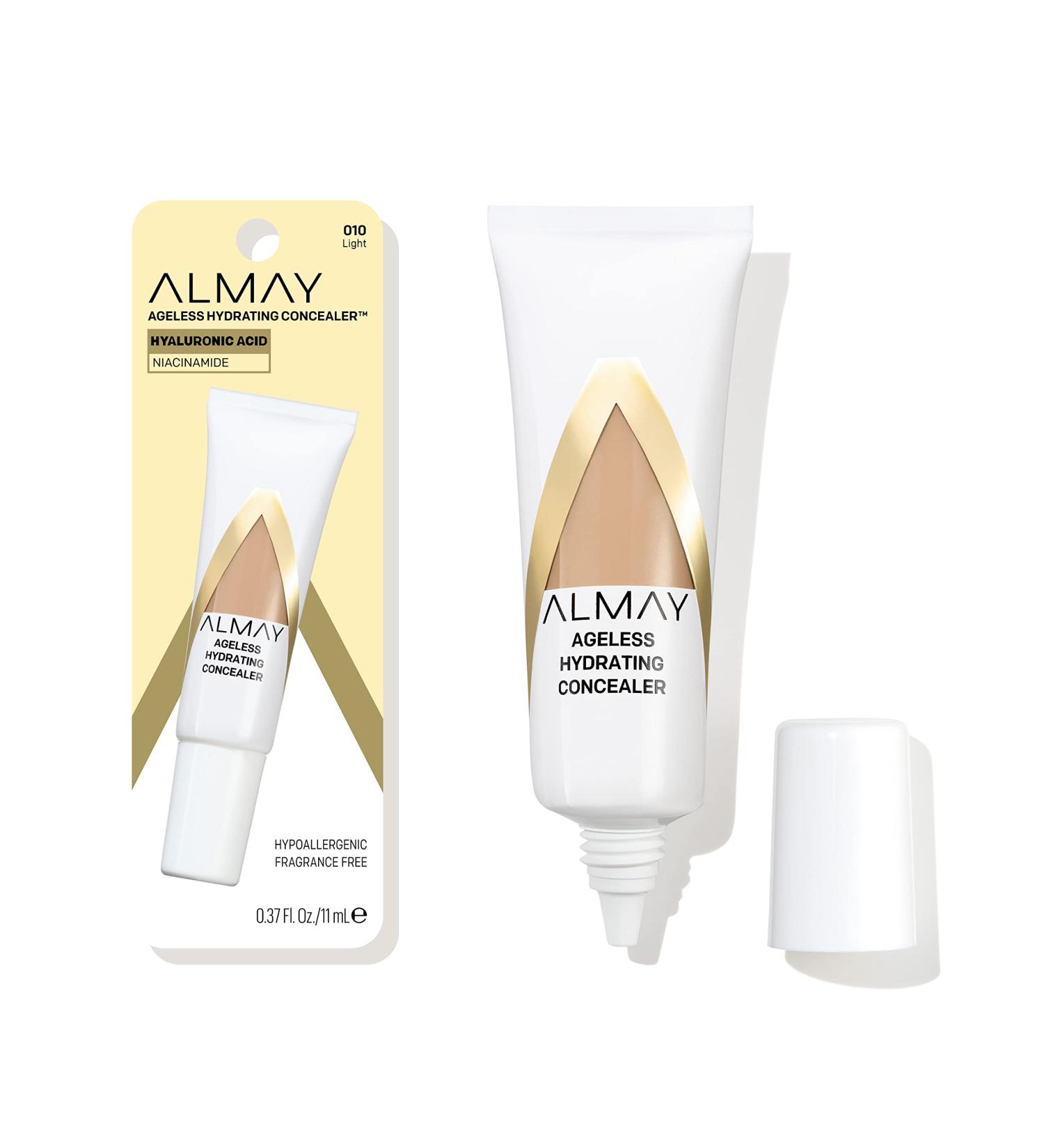 Almay Anti-Aging Concealer with Hyaluronic Acid, Niacinamide, Vitamin C & E - Hypoallergenic, Fragrance Free - 010 Light, 0.37 Fl Oz - Buy Online on GoSupps.com