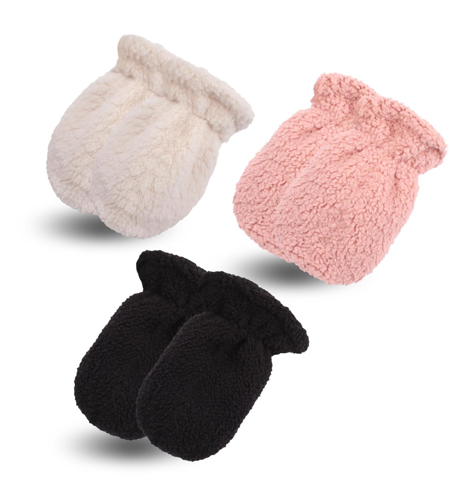 Pesaat Fleece Double Layer Baby Gloves 3pcs Set for Boys and Girls 6-12 Months - Buy Online on GoSupps.com
