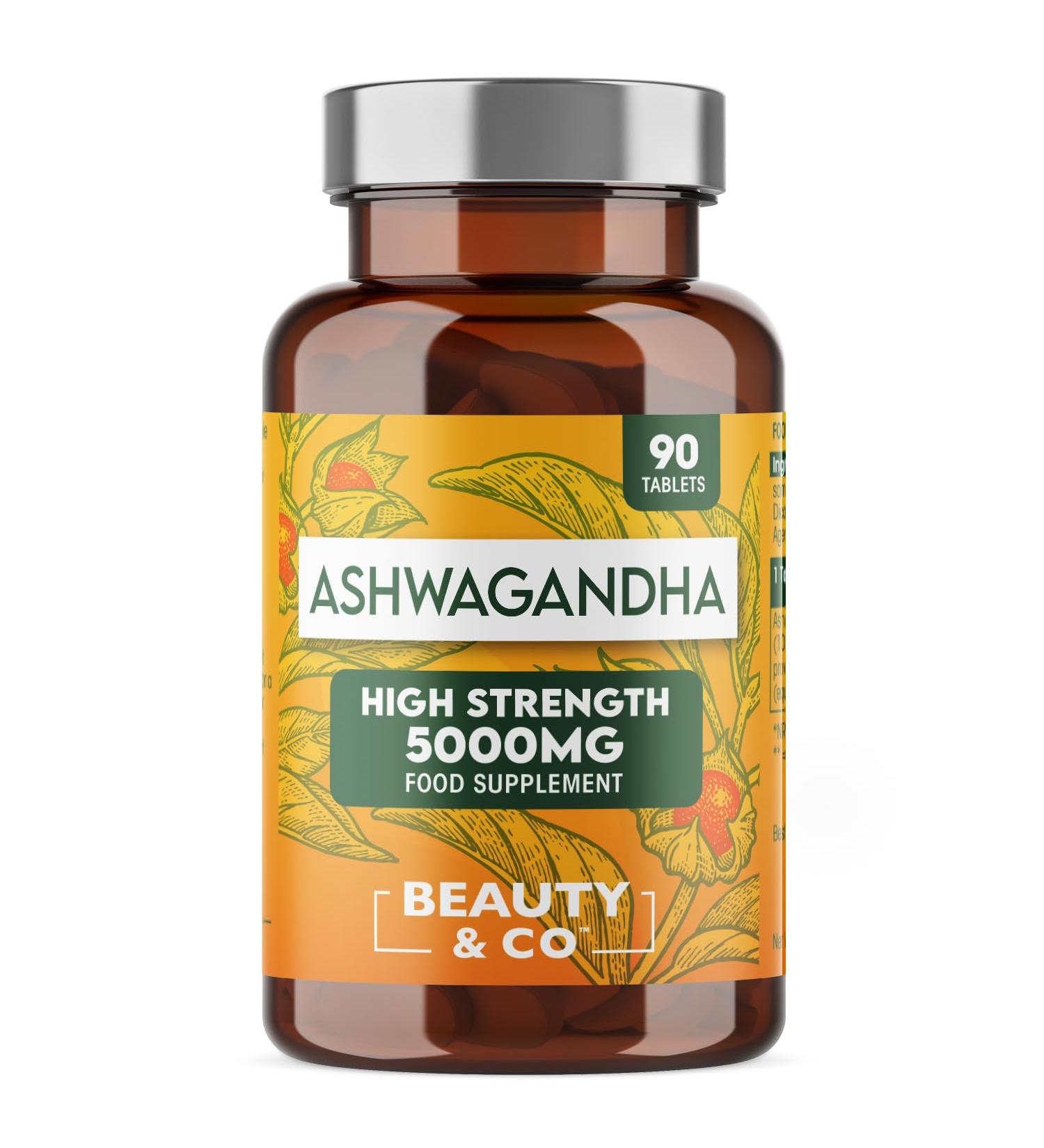 High Strength Ashwagandha 5000mg - 90 Tablets | Pure, Vegan & Made in UK | 3 Months Supply - Buy Online on GoSupps.com