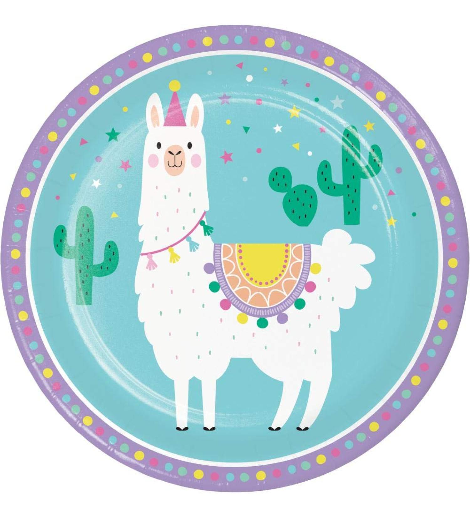 Creative Converting Llama Party Paper Plates 8 ct Multicolor 9"