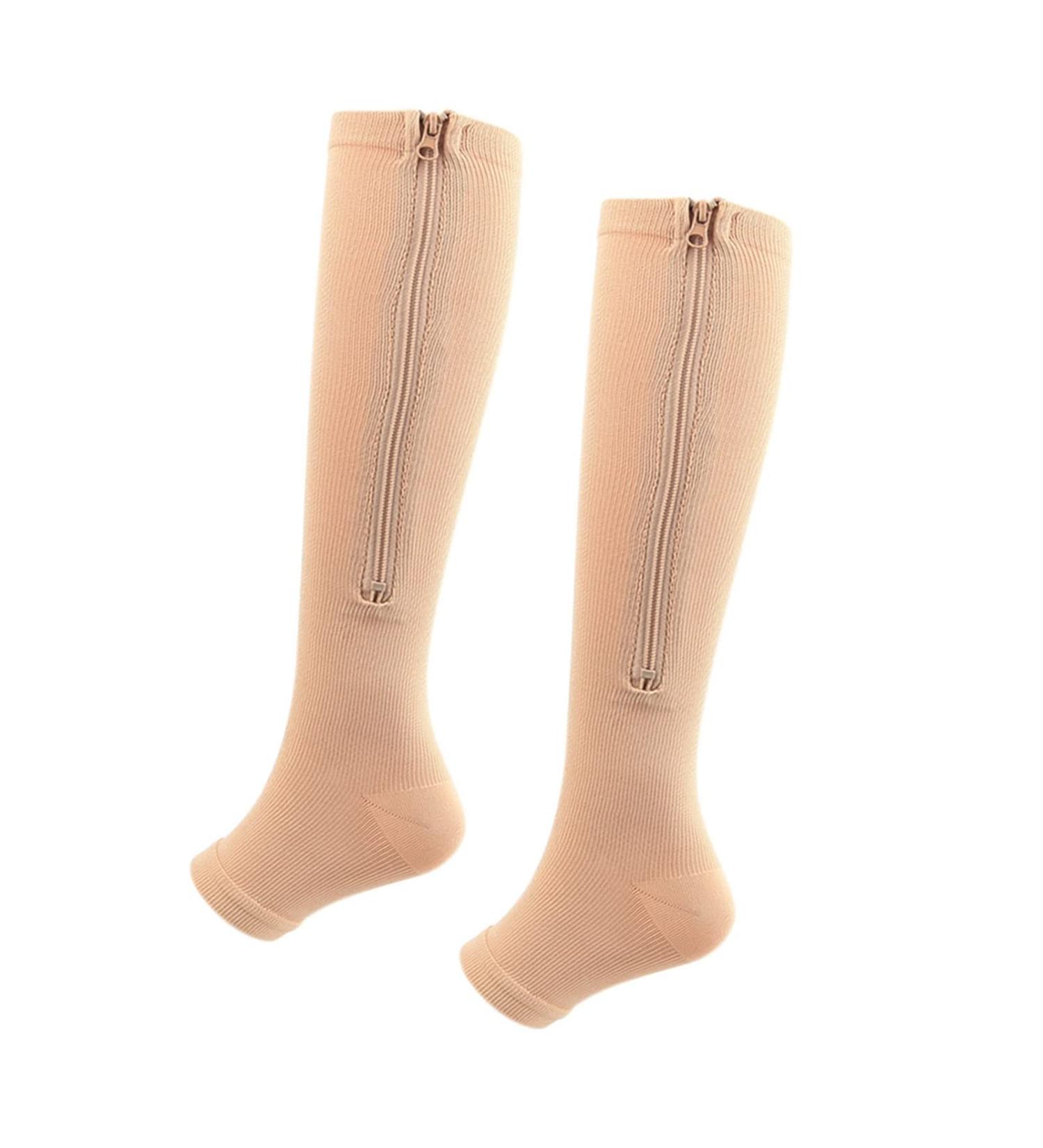 Amonida Compression Socks with Zipper - Nylon Fleshcolor Effective & Practical | L/XL - Ideal for Home Use - Buy Online on GoSupps.com