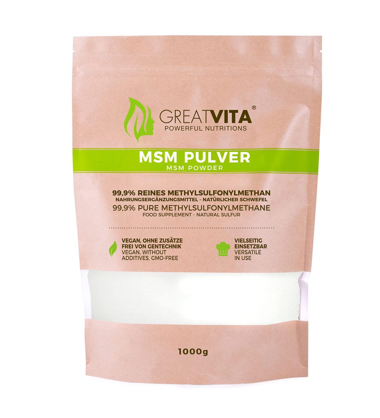 Poudre MSM 2 x 1000 g | 99 9 % pure m thylsulfonylm thane soufre organique sans additifs | sans OGM sans ar mes artificiels ni gluten | Id al pour les aliments et boissons froids 1000g (2er Pack) - Buy Online on GoSupps.com