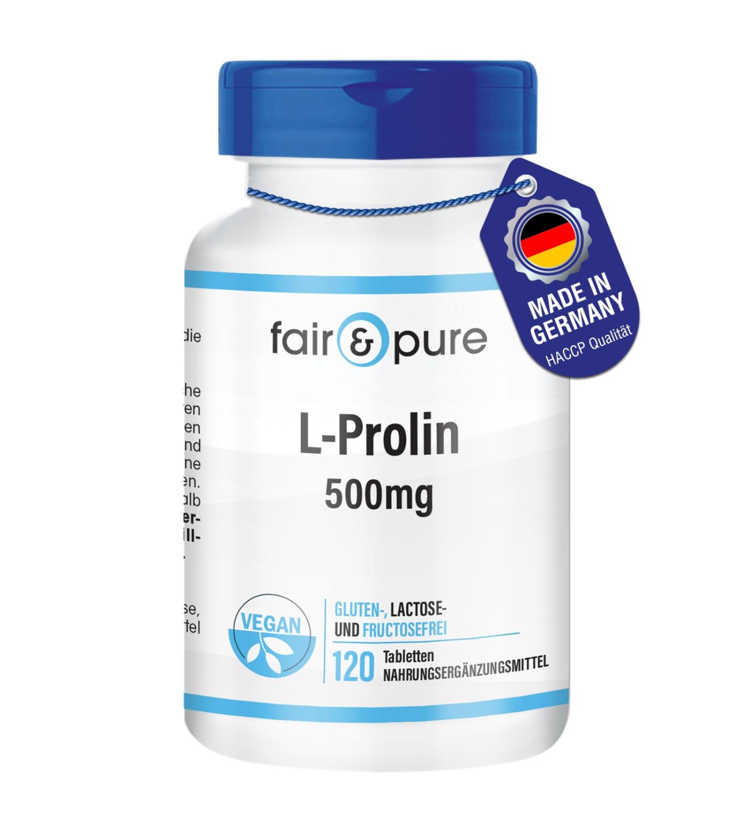 Fair & Pure - L-Proline 500mg - vegan - high dosage - 120 tablets - Buy Online on GoSupps.com