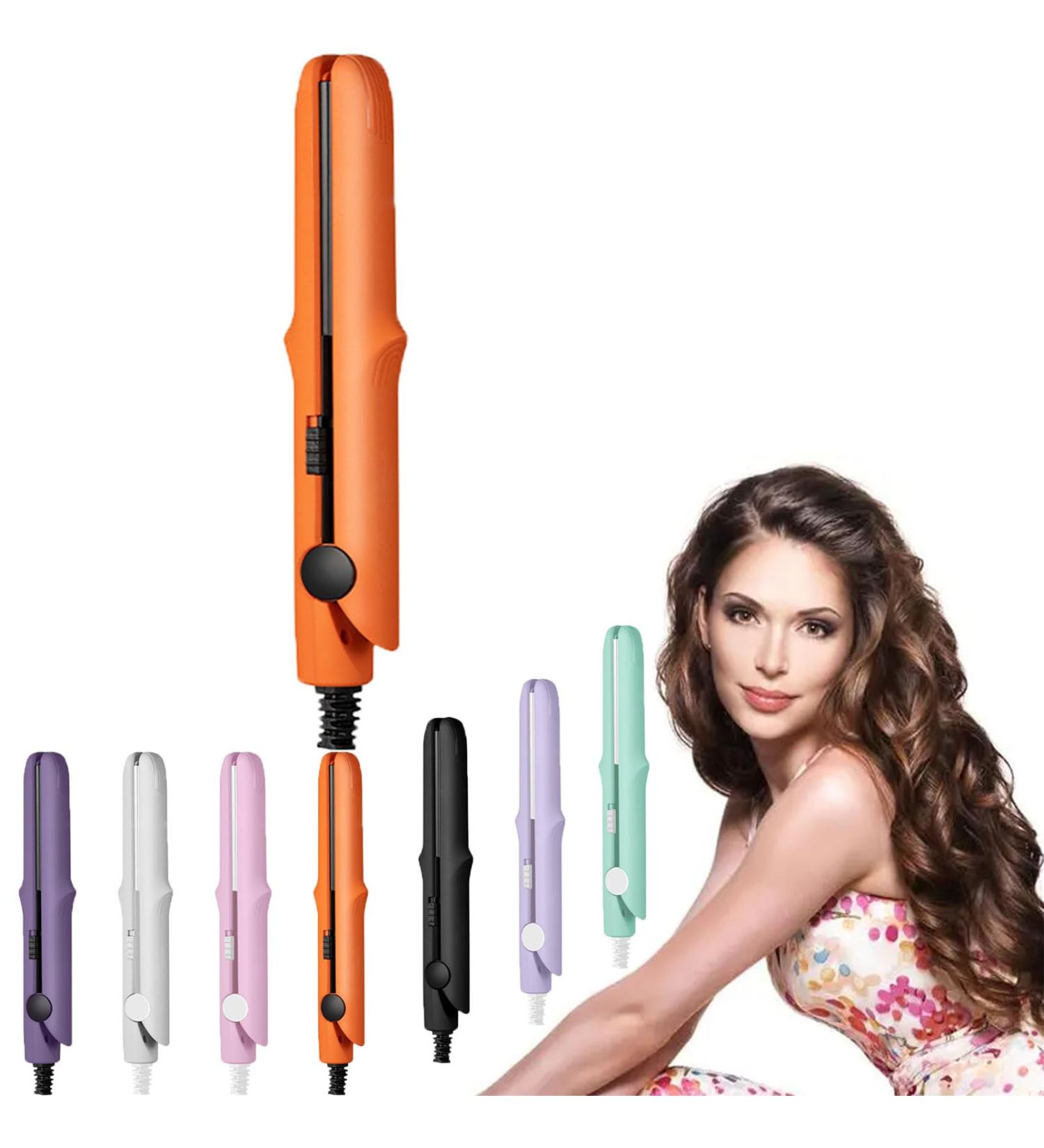 Gadgetcab Curling Iron Gadgetcab Mini Curling Iron Small Travel Curling Iron 2-in-1 Mini Curling Wand & Flat Iron Hair Straightener Portable Travel Curling For All Hair Types (Orange) - Buy Online on GoSupps.com