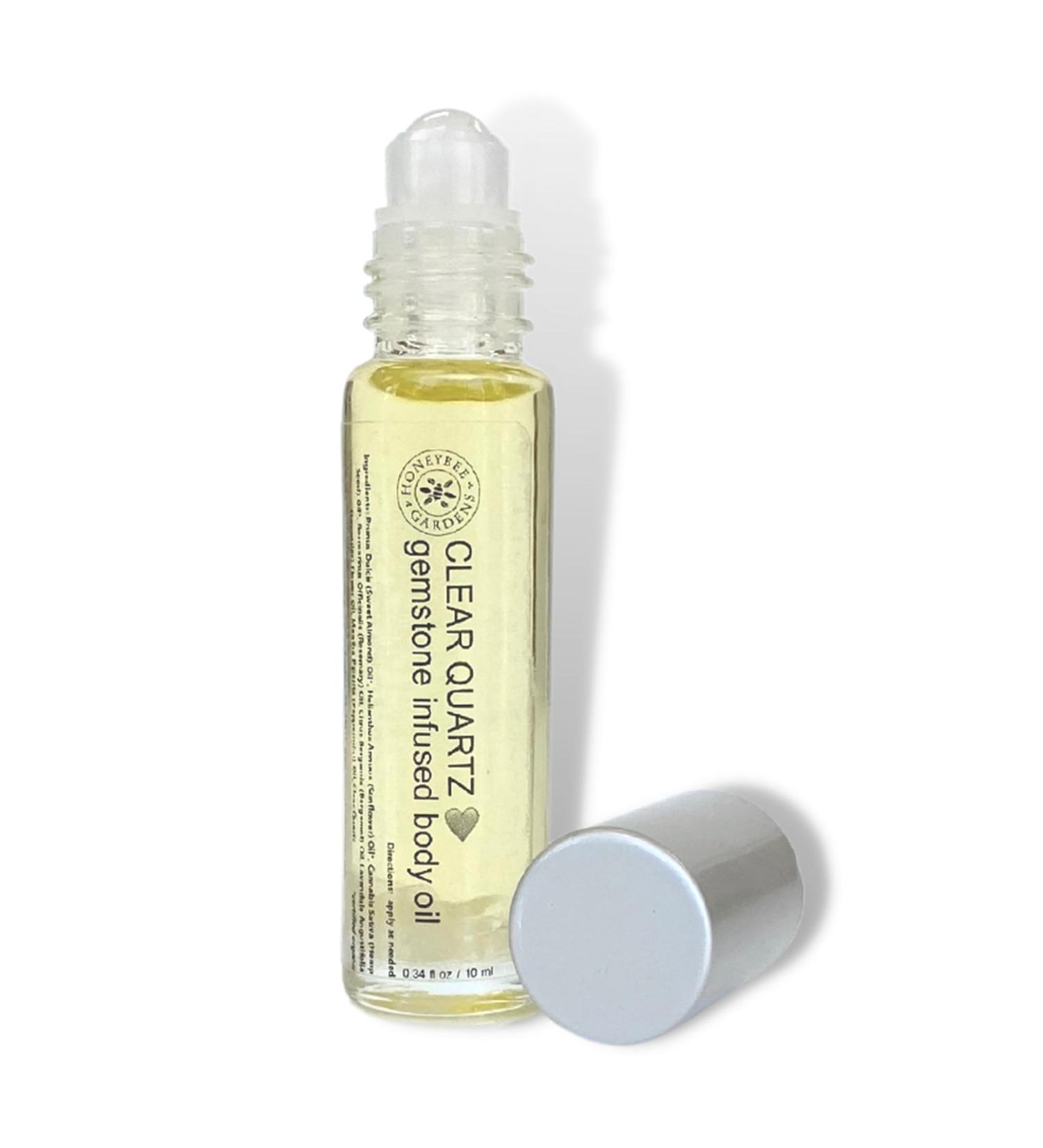 Honeybee Gardens Crystal Infused Body Oil Rollerball Clear Quartz Organic Moisturizing Non-Greasy for All Skin Types 2 Fl Oz 0.34 Fl Oz (Pack of 1) - Buy Online on GoSupps.com