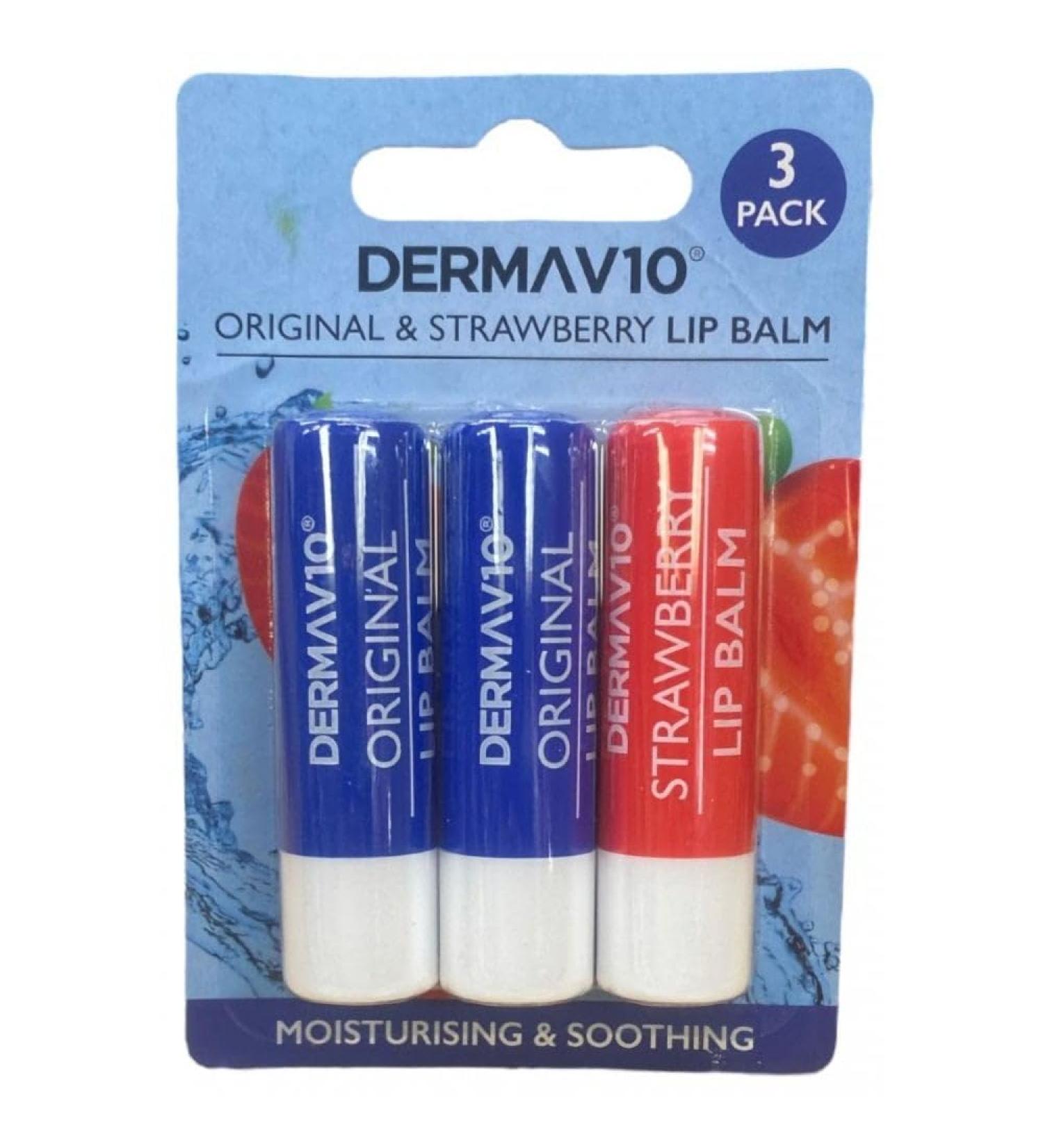 Derma Tech Solutions 3 Pack Dry Chapped Soften Soothe Lip Balm Stick Triple Pack