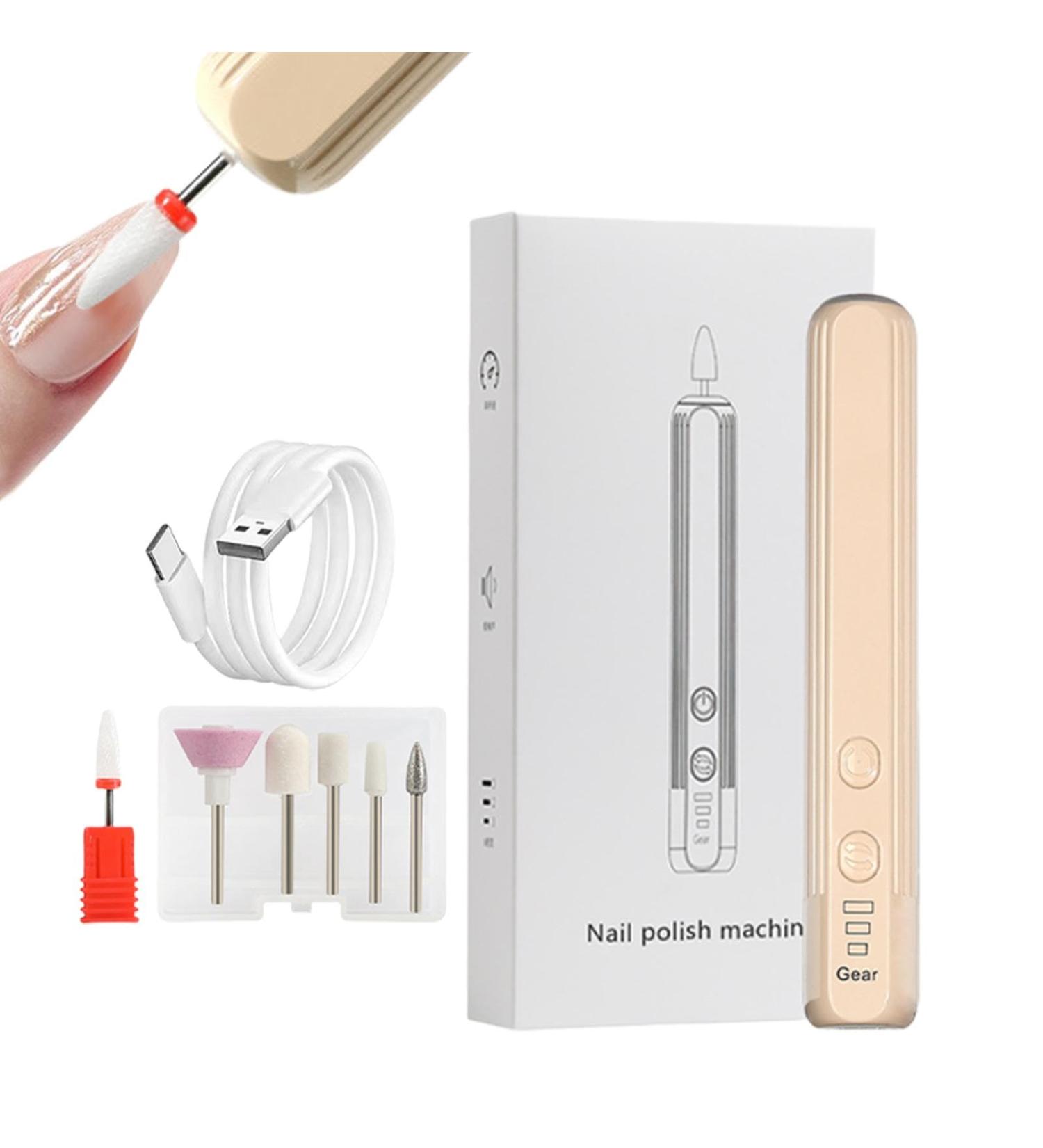 Electric Nail File for Acrylic Nails | Electric Nail File Set Compact Portable Design Electric Filer Hand Foot Care Tool for Nail Grind Khaki English Version - Buy Online on GoSupps.com