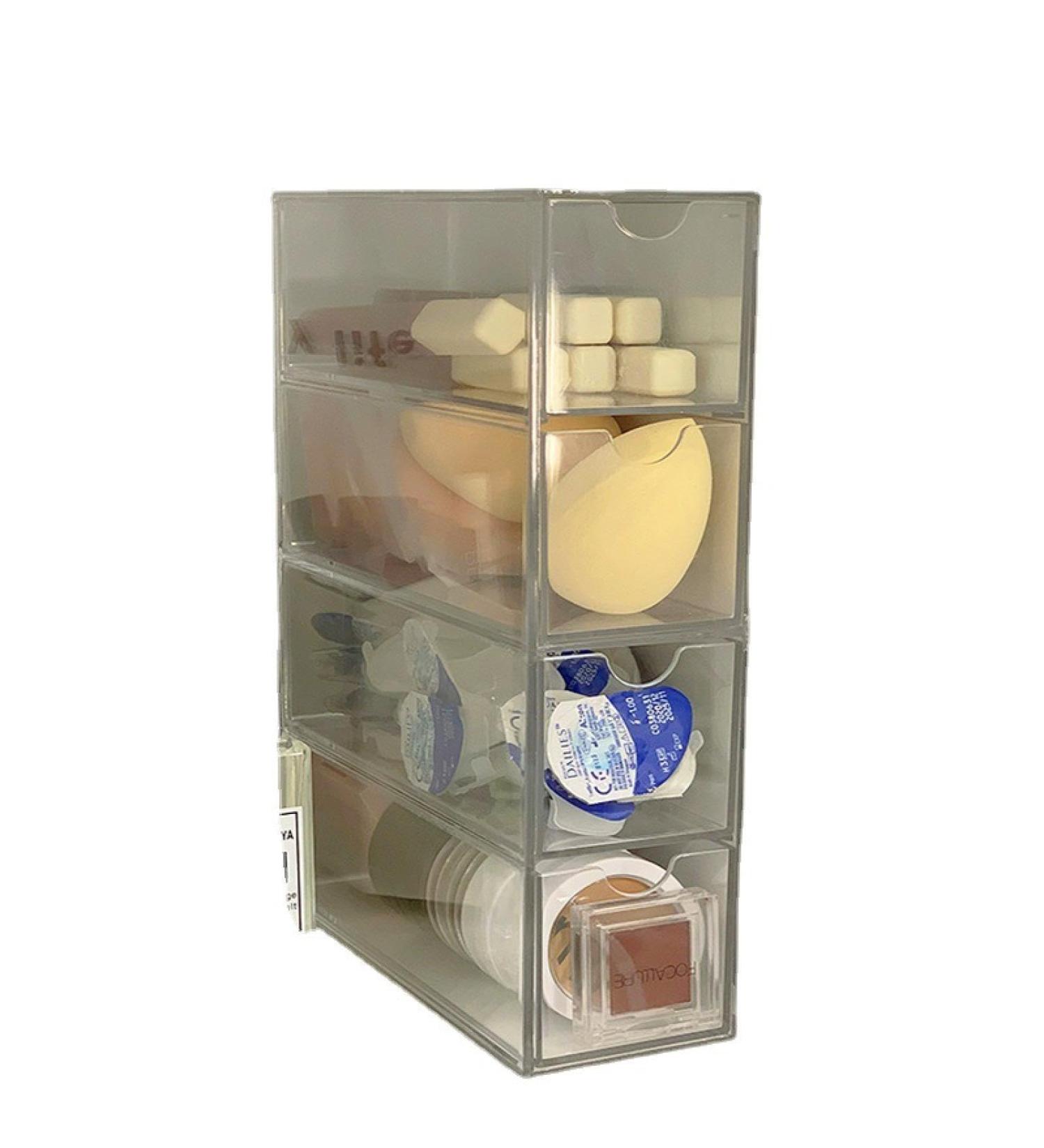 A Versatile Transparent Cosmetic Display Box with Four compartments for Lip Gloss Eye Shadow Nail Polish and Jewellery Four-compartmentdailydisposablecontactsstoragebox - Buy Online on GoSupps.com