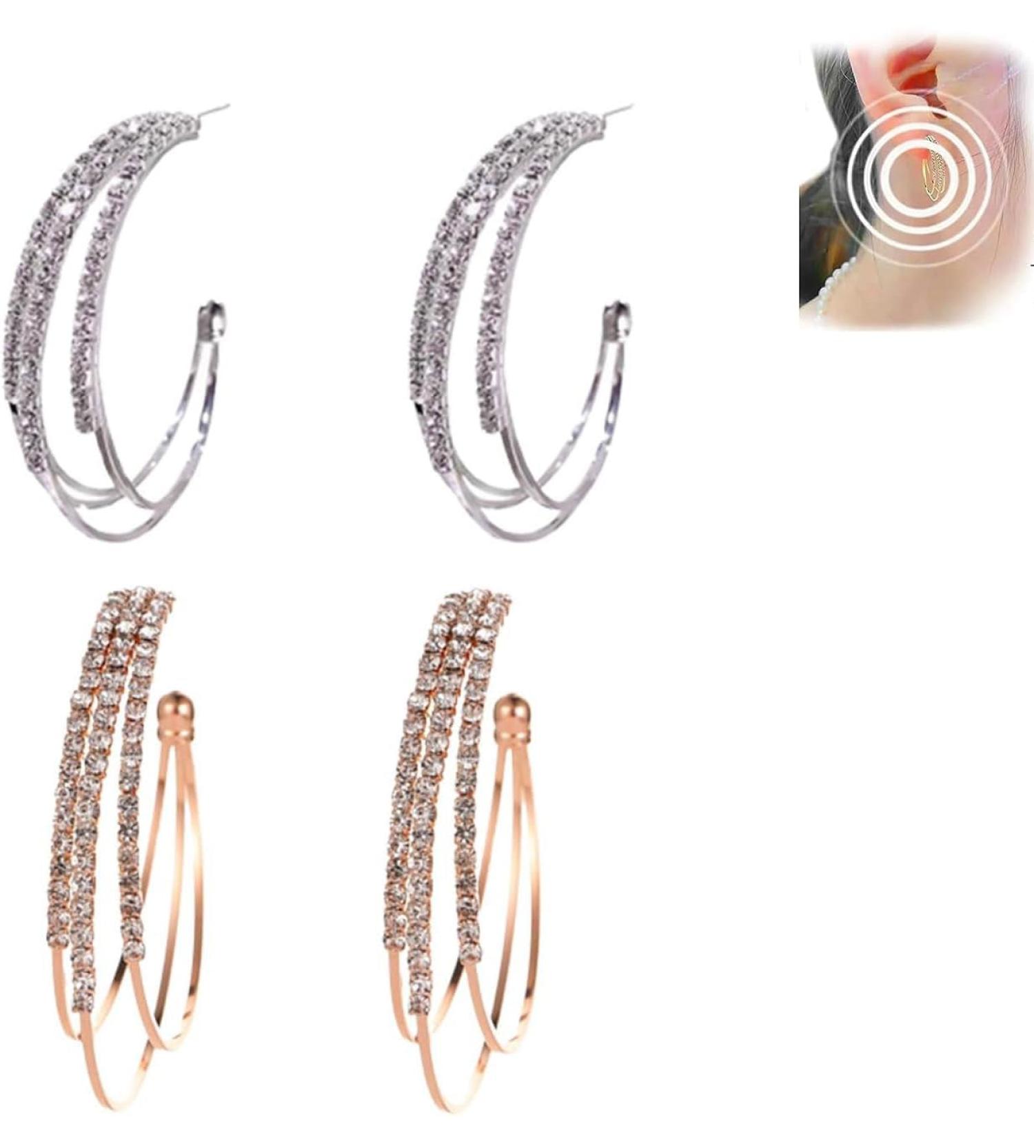Lymphatic Activity Hoop Earrings Lymphatic Diamond Hoop Earrings Magnetic Earrings for Weight Loss Women Lymphvity Magnetic Therapy Earrings (2 Pairs-Q) - Buy Online on GoSupps.com