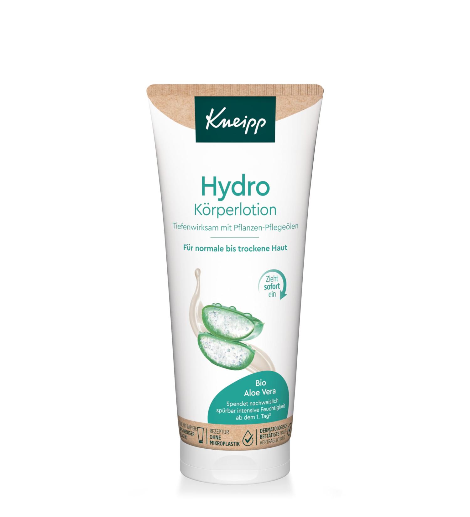 Kneipp Hydro Body Lotion - With Precious Organic Aloe Vera Extract & Panthenol Moisturizing - For Normal to Dry Skin - Quickly Penetrates - 200ml - Buy Online on GoSupps.com