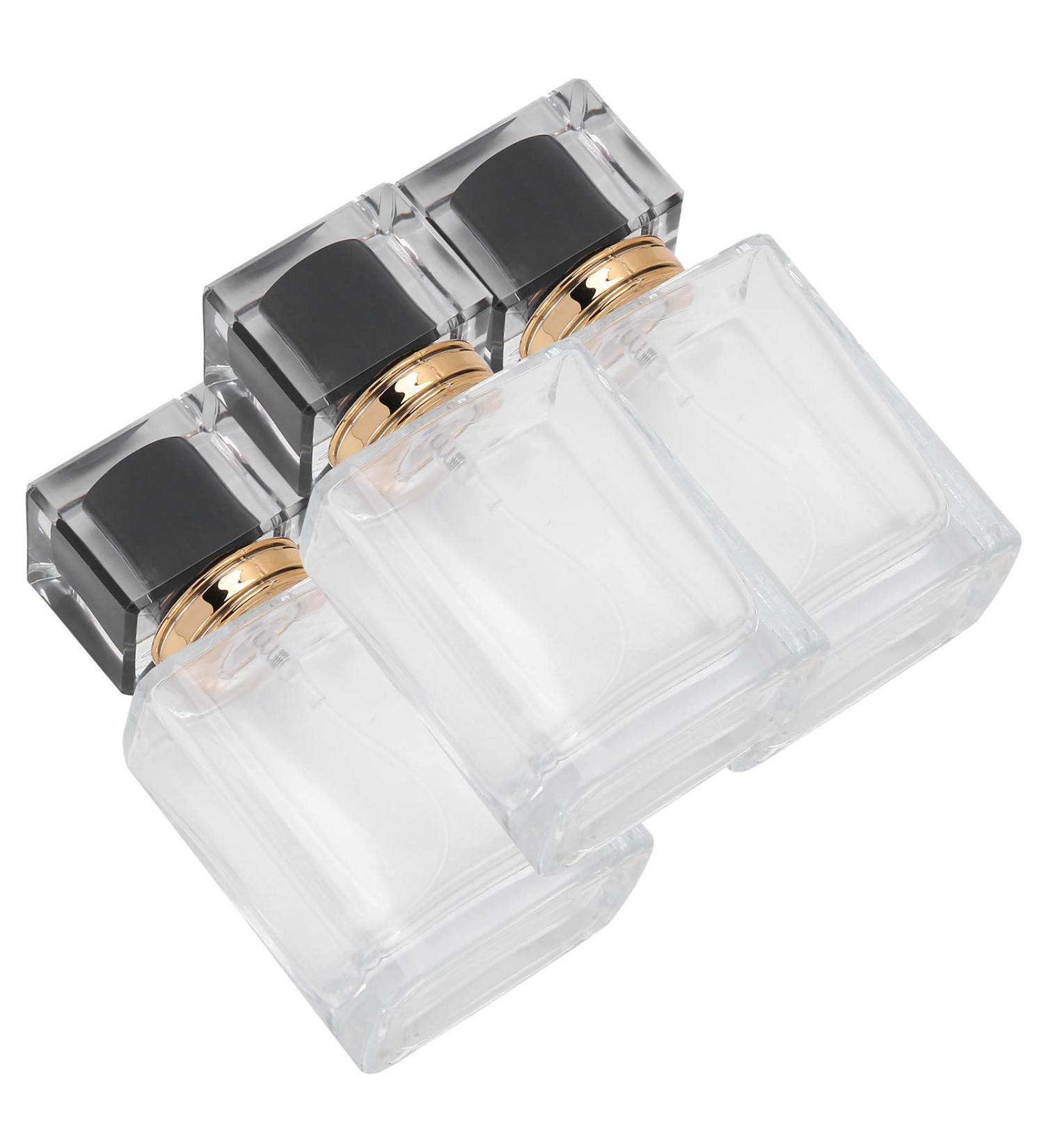 Yctze 50ml Clear Glass Empty Refillable Perfume Spray Bottle Transparent Atomizer Container Ideal for Travel (Black) - Buy Online on GoSupps.com