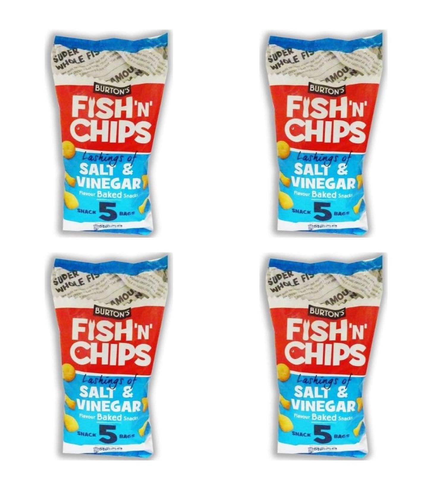 Burton's Fish & Chips Salt & Vinegar Delicious Baked Snack Treat | abFinds Mug (4 Pack)