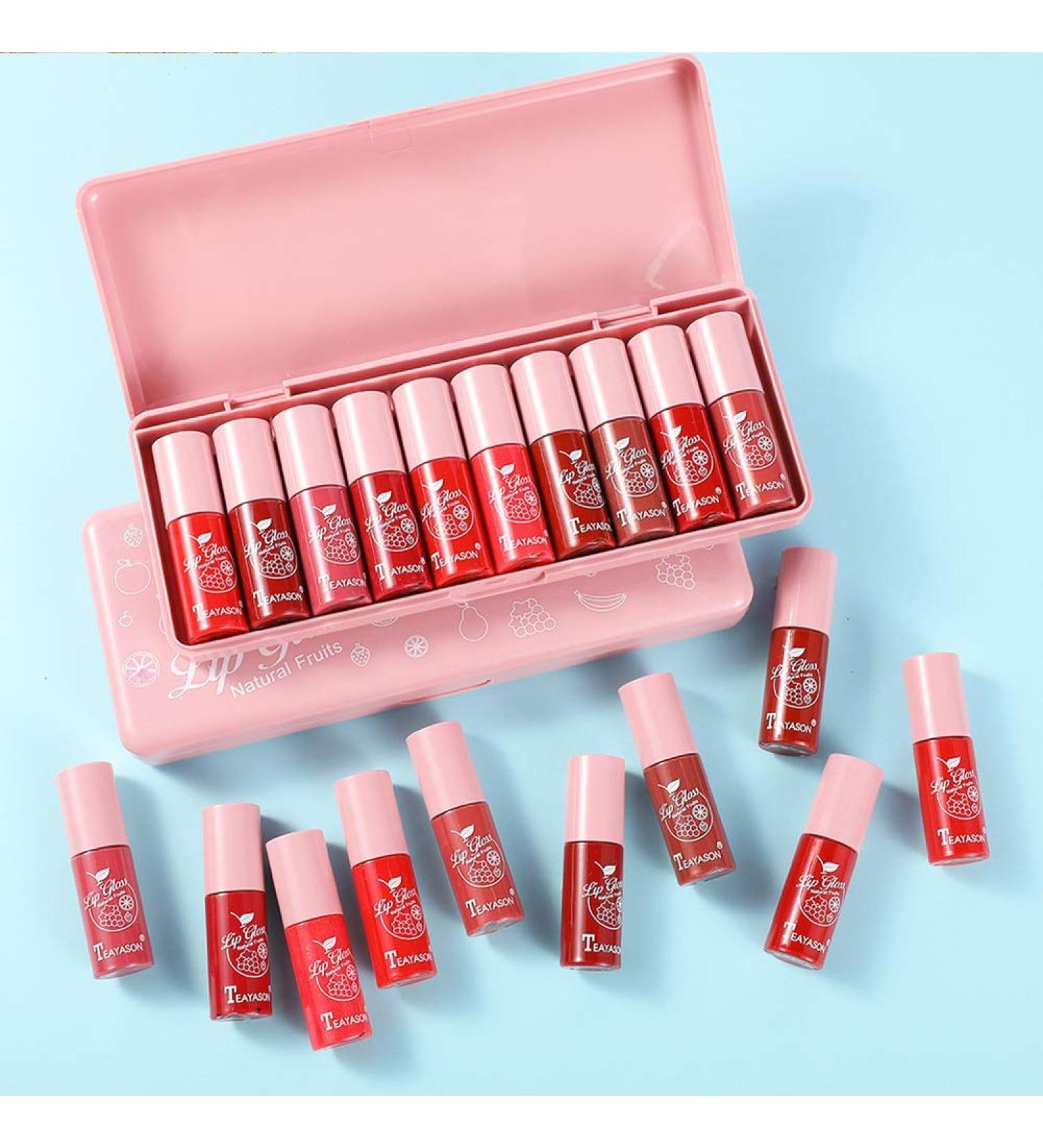 10-Piece Classic Red Lip Stain Set | Vibrant Moisturizing Liquid Lip Gloss | Perfect Mother's Day Gift - Buy Online on GoSupps.com